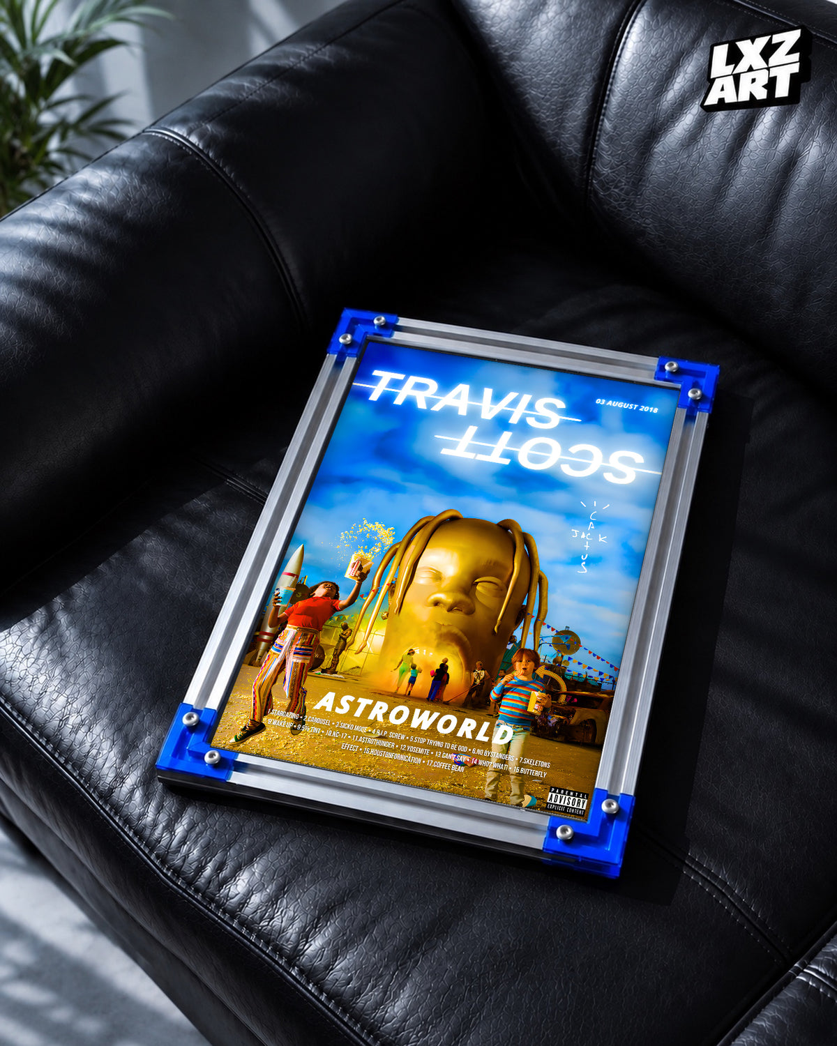Travis Scott Astroworld Blue Poster | Unframed Hip Hop Wall Art — LXZART display 2; frame not included