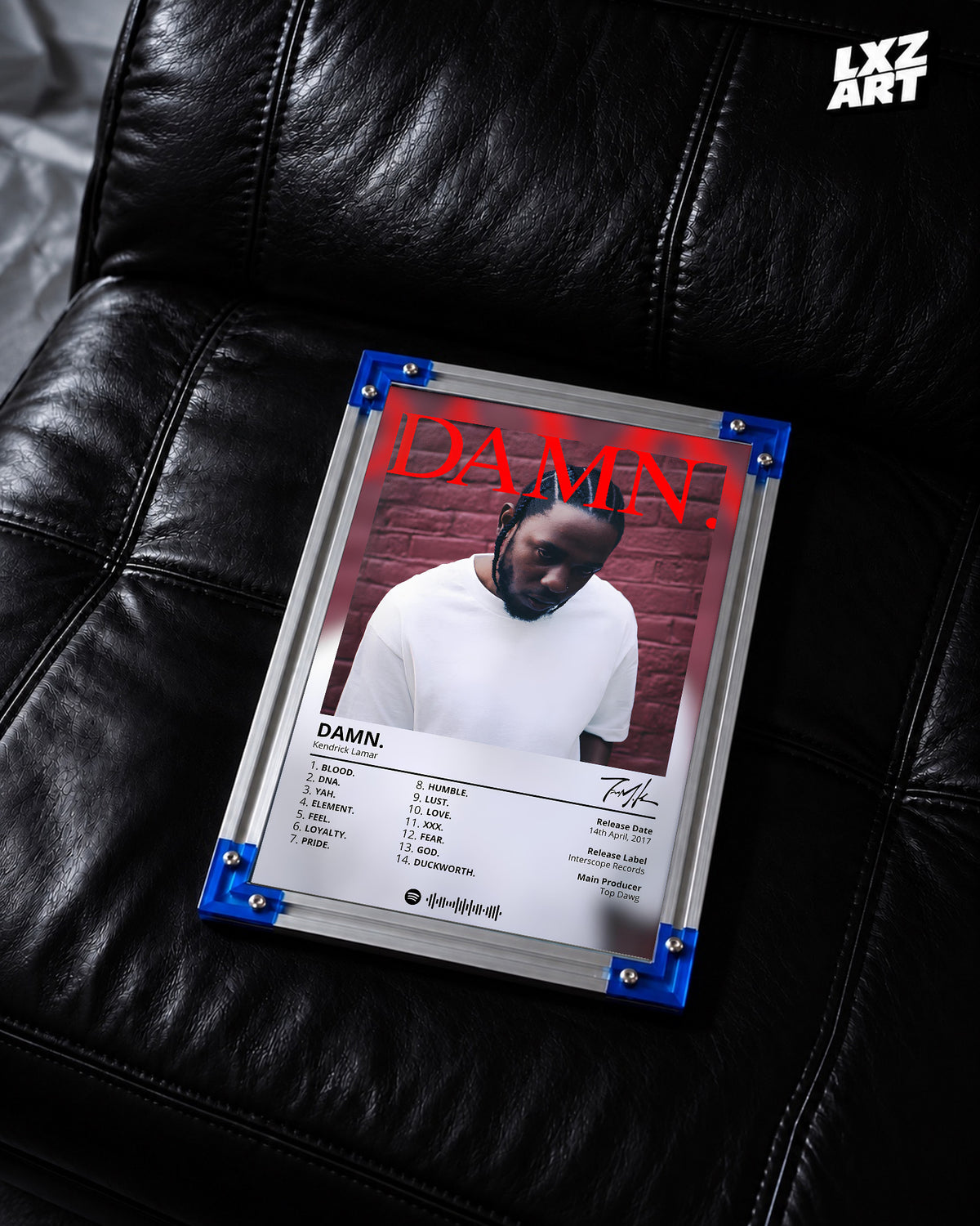 Kendrick Lamar DAMN. Album Poster | Unframed Hip Hop Wall Art — LXZART display 2; frame not included