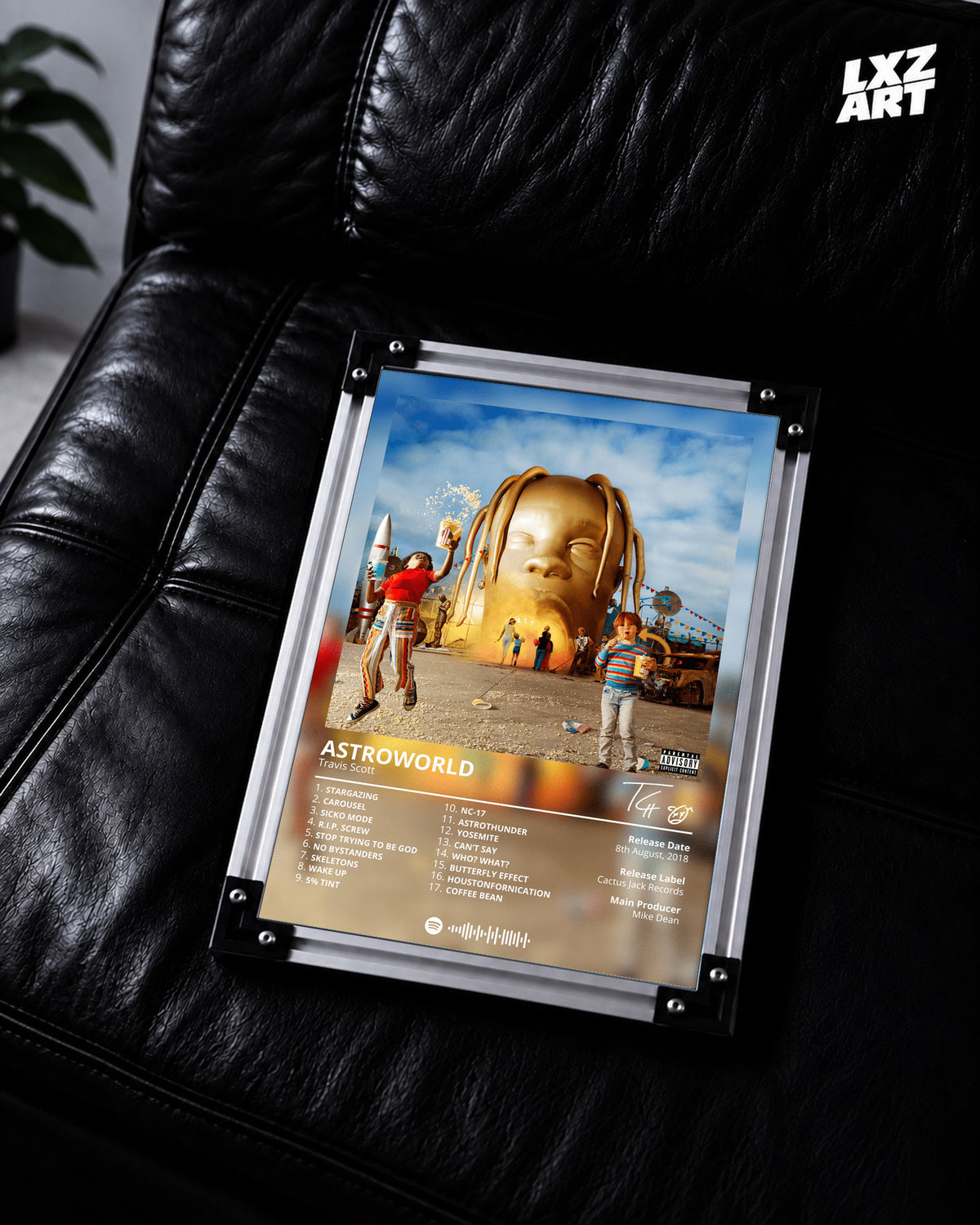 Travis Scott Astroworld Tracklist Poster | Unframed Hip Hop Wall Art — LXZART display 2; frame not included