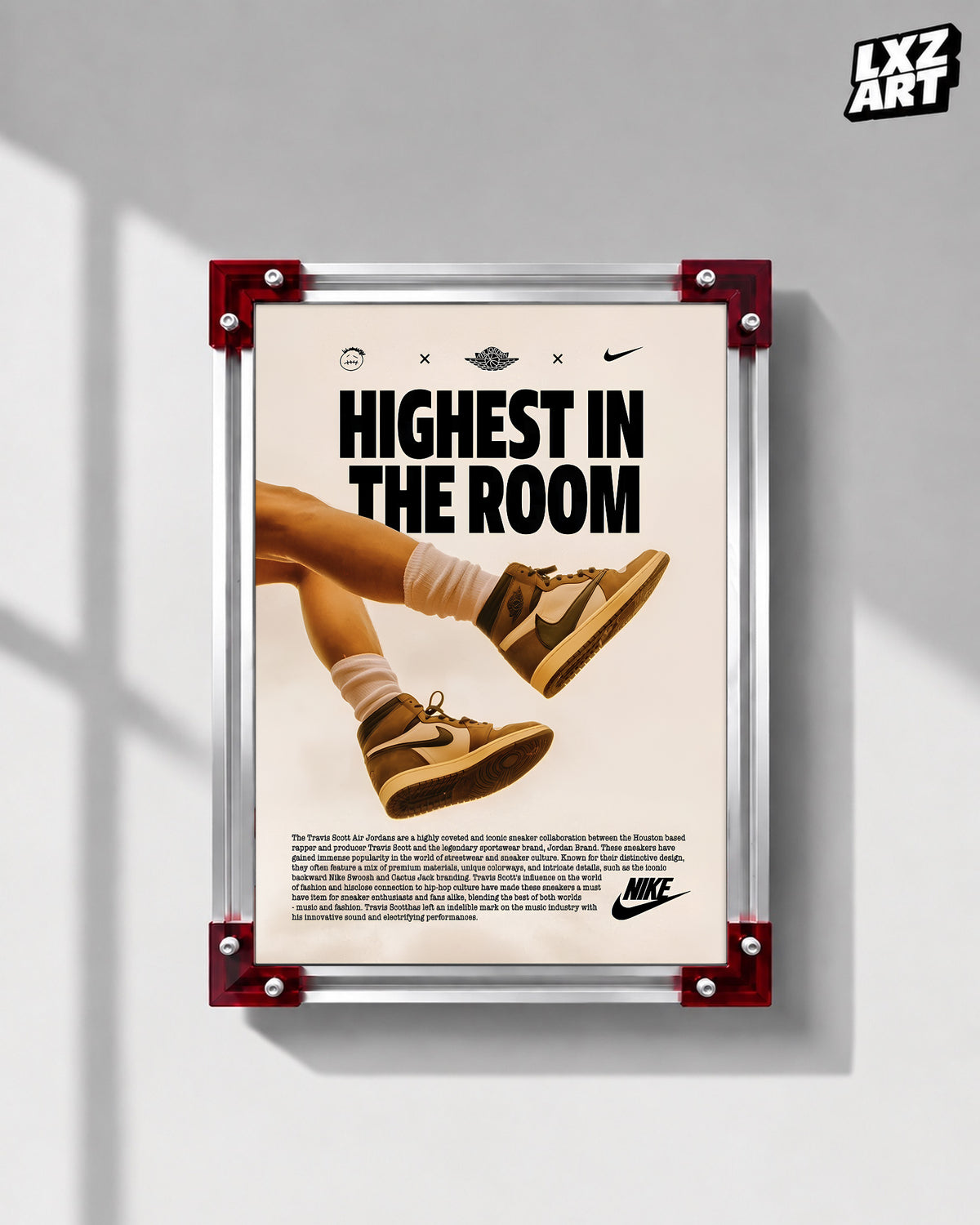 Travis Scott Highest In The Room Sneaker Poster | Unframed Hip Hop Wall Art — LXZART display 1; frame not included