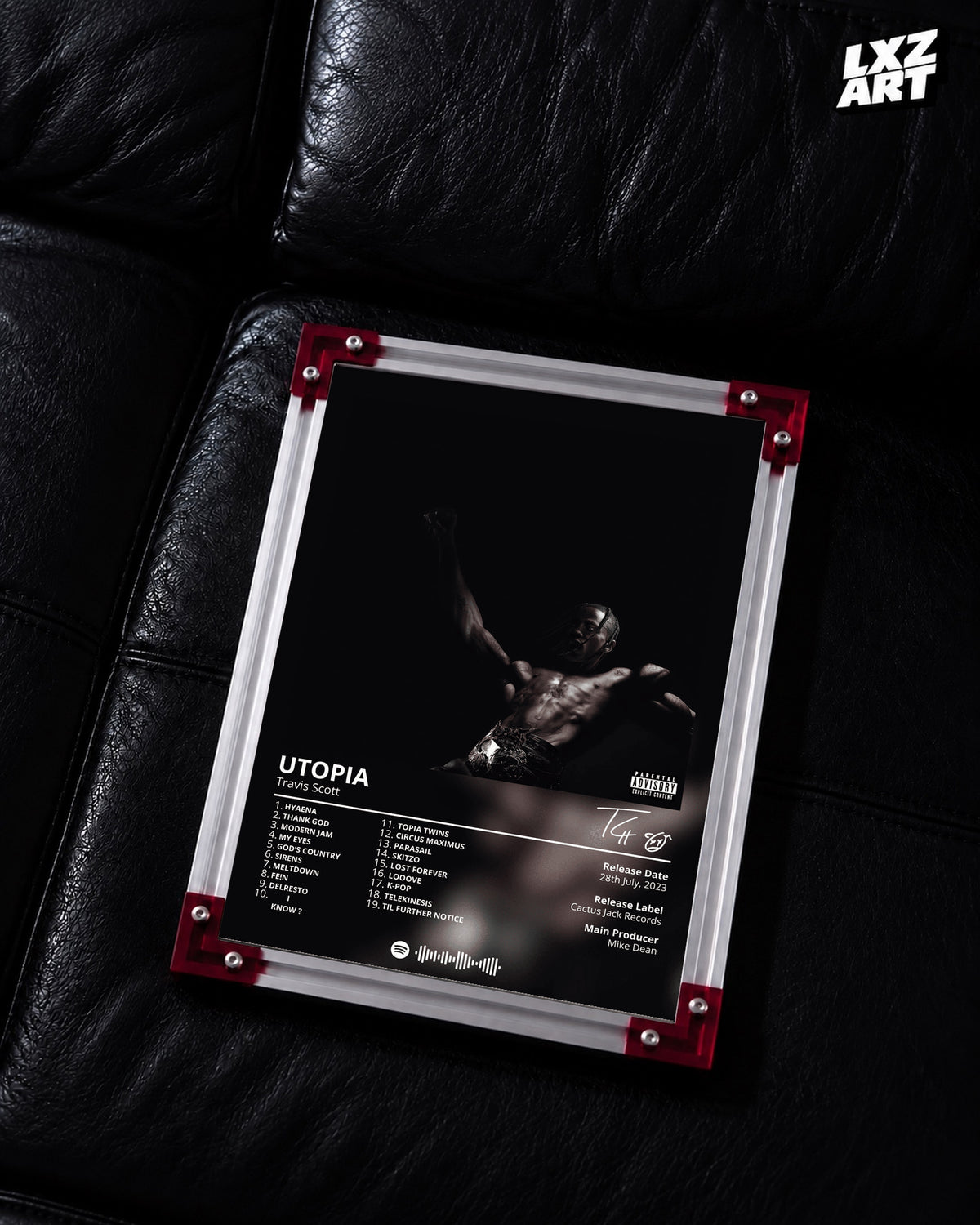 Travis Scott Utopia Tracklist Poster | Unframed Hip Hop Wall Art — LXZART display 2; frame not included