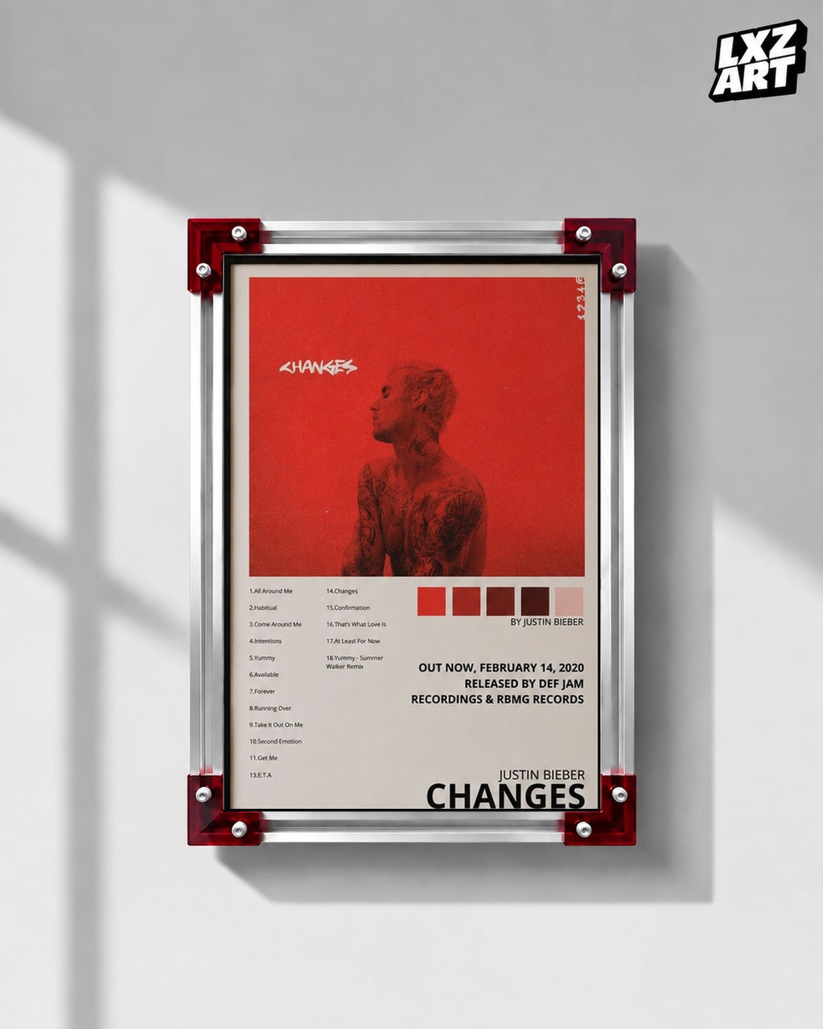 Justin Bieber Changes Album Poster | Waterproof Non-Woven Fabric Wall Art Print — LXZART display 1; frame not included