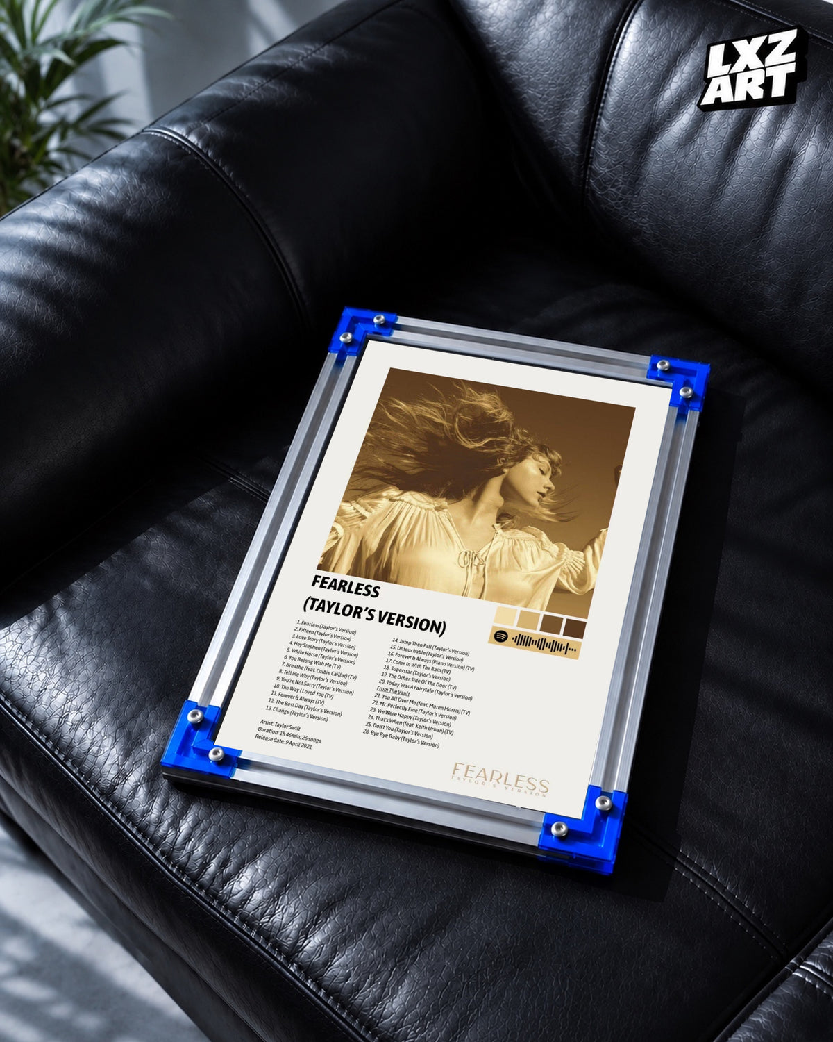 Taylor Swift Fearless Taylor's Version Tracklist Poster | Unframed Bedroom Wall Art — LXZART display 2; frame not included