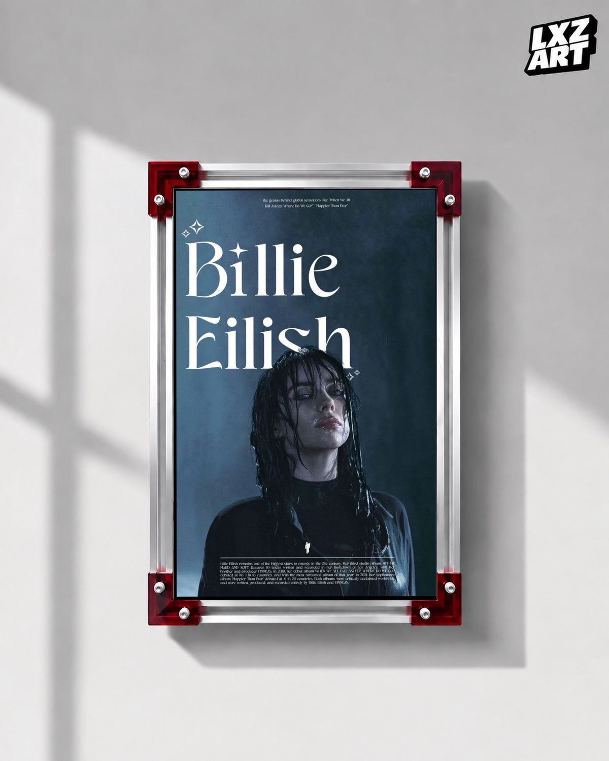 Billie Eilish Blue Portrait Poster | Unframed Bedroom Wall Art — LXZART display 1; frame not included