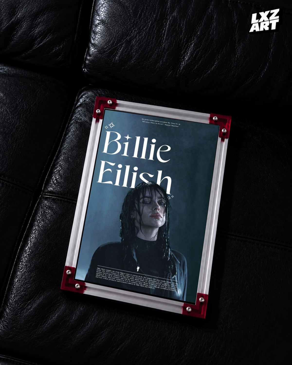 Billie Eilish Blue Portrait Poster | Unframed Bedroom Wall Art — LXZART display 2; frame not included
