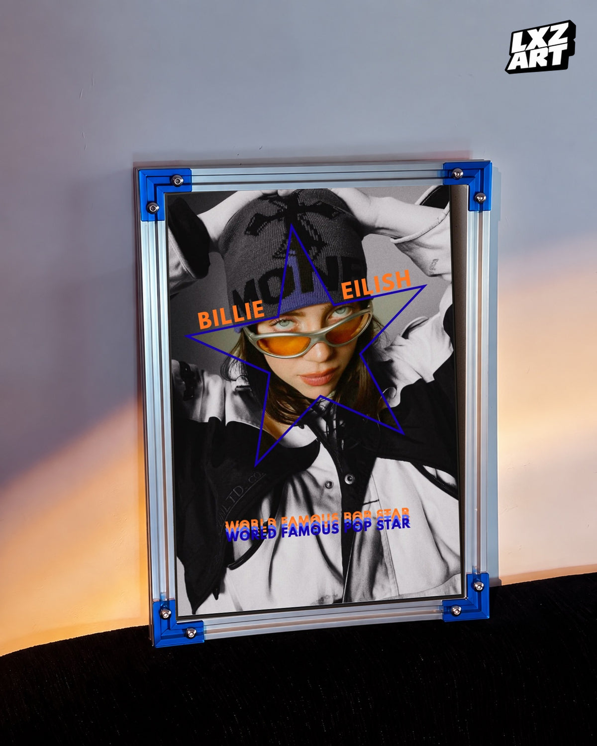 Billie Eilish Graphic Star Portrait Poster | Unframed Bedroom Wall Art — LXZART display 3; frame not included