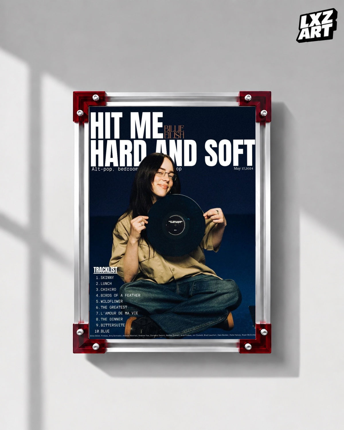 Billie Eilish Silhouette Blue Poster | Unframed Music Wall Art — LXZART display 1; frame not included