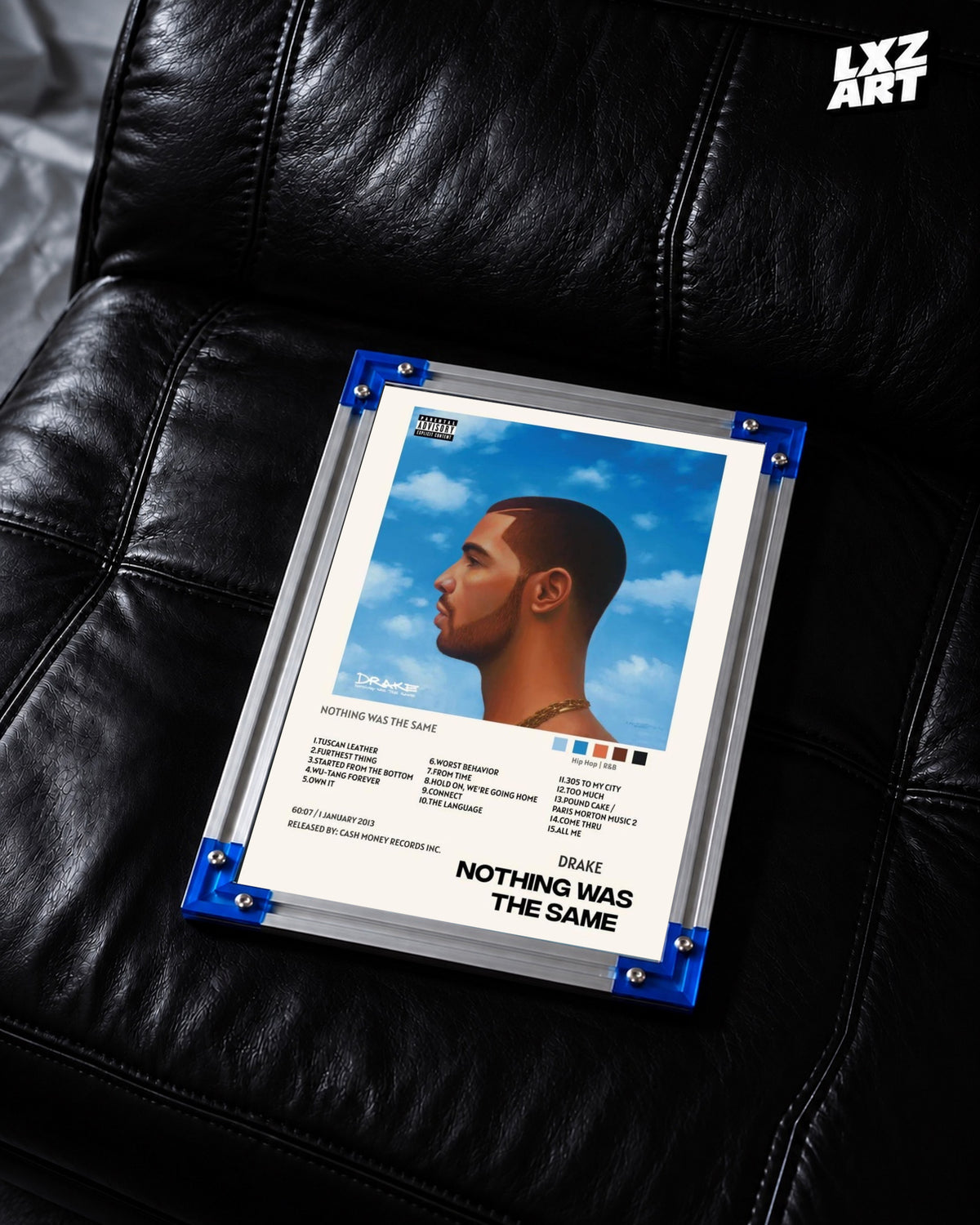 Drake Nothing Was the Same Deluxe Album Tracklist Poster | Unframed Hip Hop Wall Art — LXZART display 2; frame not included
