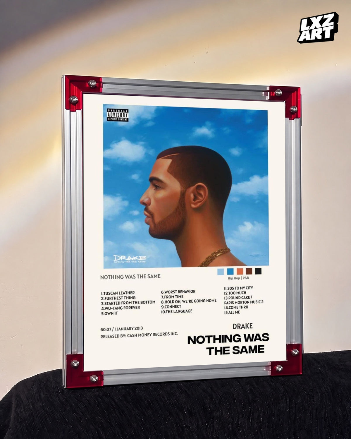 Drake Nothing Was the Same Deluxe Album Tracklist Poster | Unframed Hip Hop Wall Art — LXZART display 3; frame not included