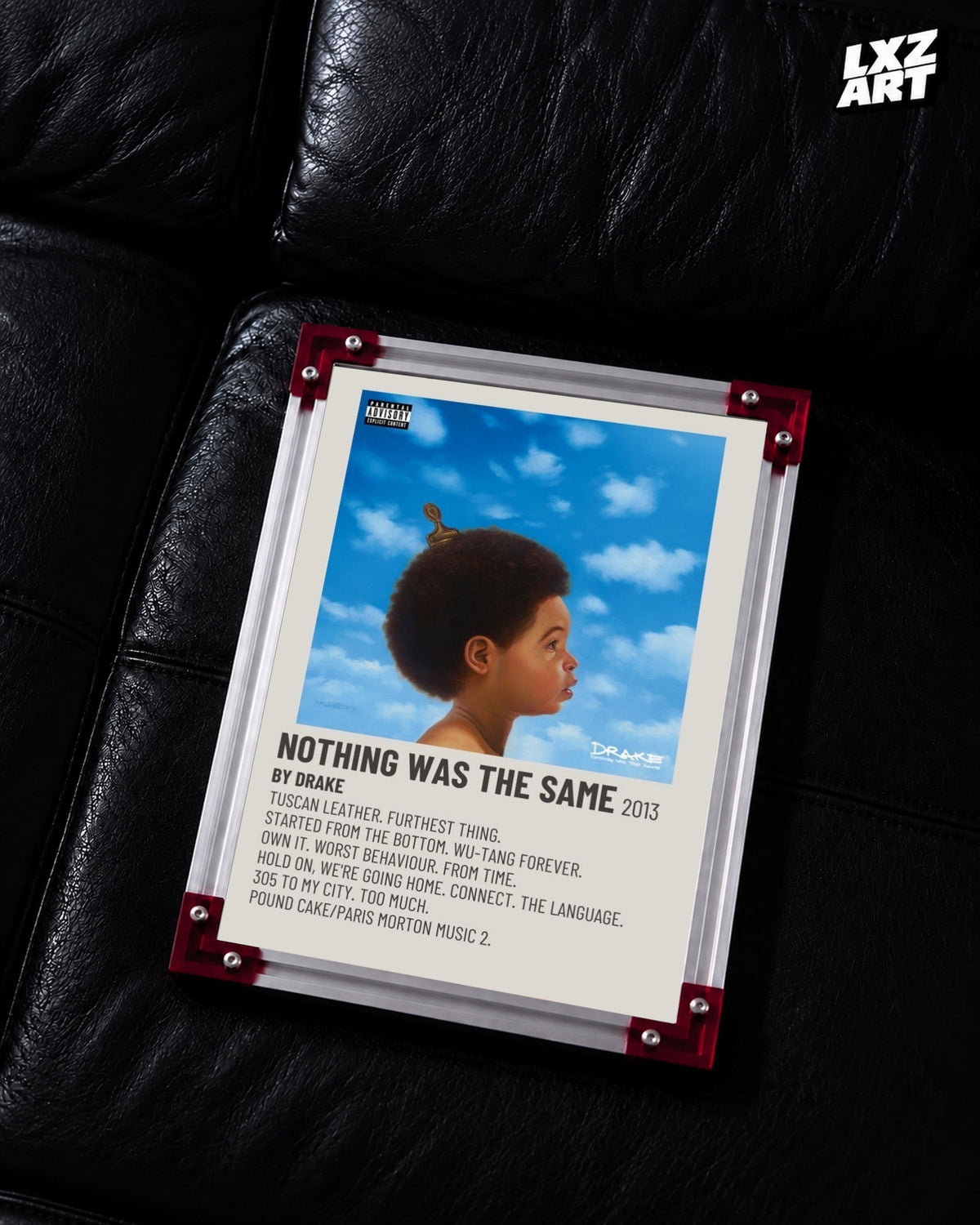 Drake Nothing Was the Same Album Tracklist Poster | Unframed Hip Hop Wall Art — LXZART display 2; frame not included