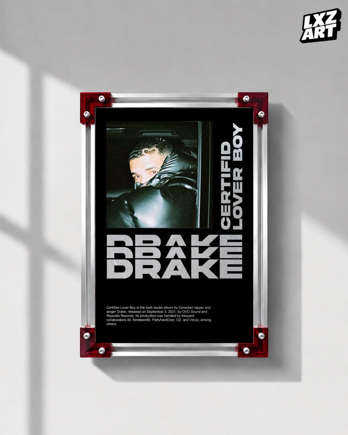 Drake Certified Lover Boy Album Poster | Unframed Hip Hop Wall Art — LXZART display 1; frame not included