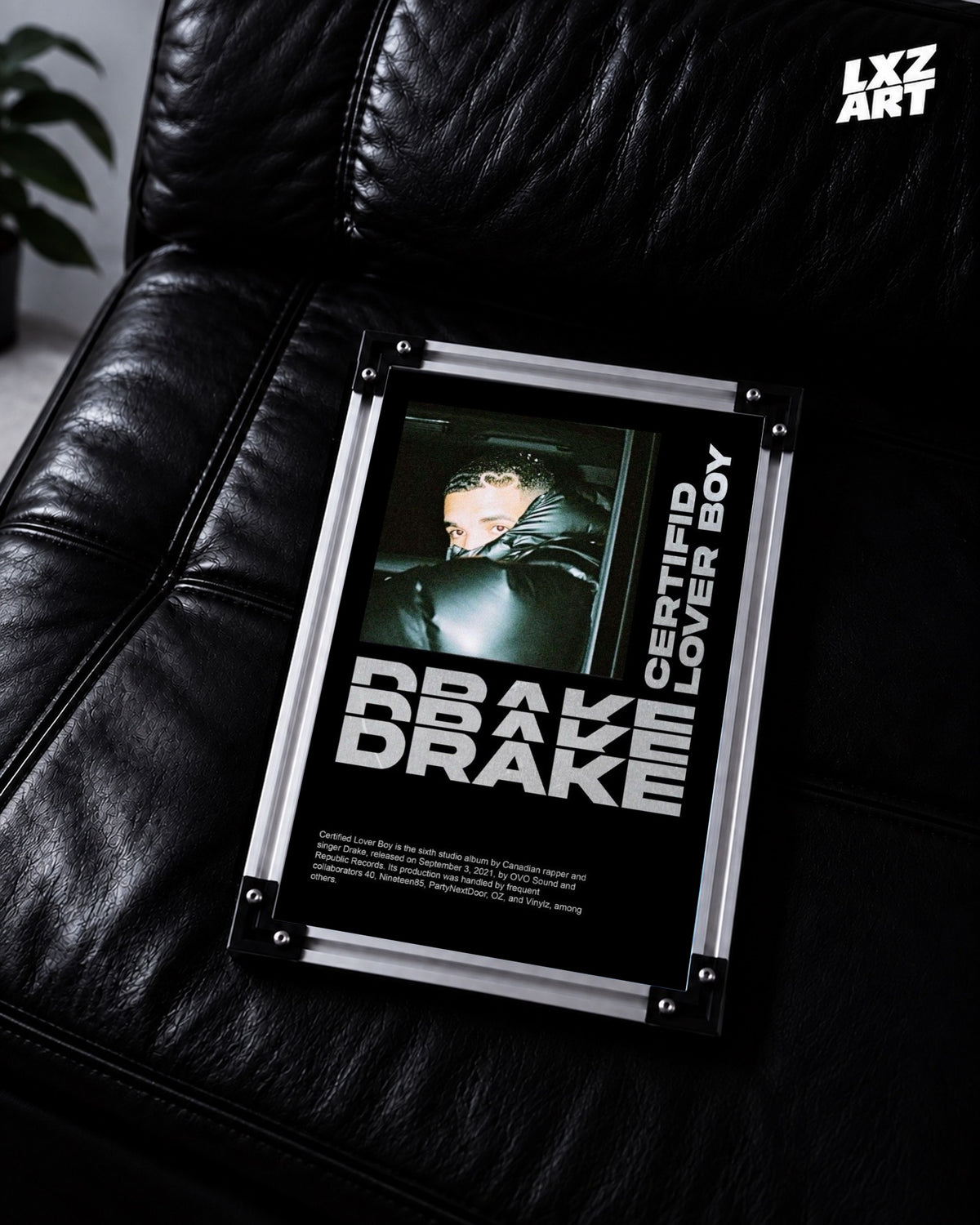 Drake Certified Lover Boy Album Poster | Unframed Hip Hop Wall Art — LXZART display 2; frame not included