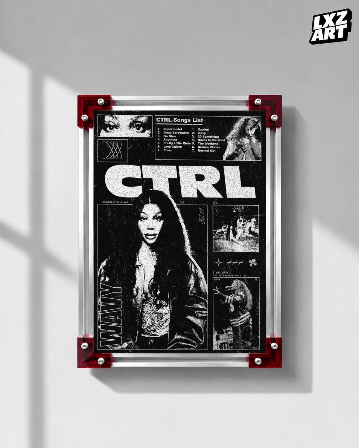 SZA Ctrl Tracklist Poster | Unframed Bedroom Wall Art — LXZART display 1; frame not included