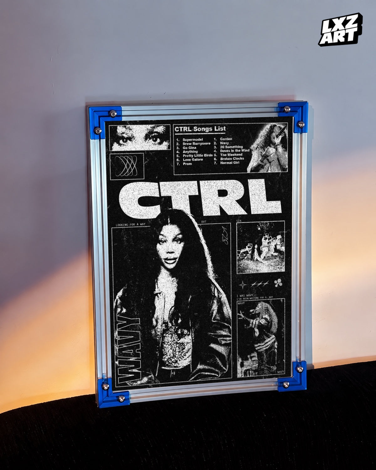 SZA Ctrl Tracklist Poster | Unframed Bedroom Wall Art — LXZART display 3; frame not included