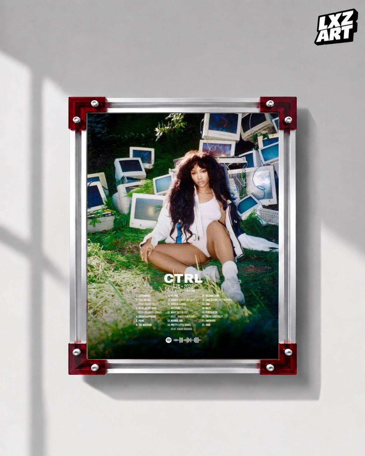 SZA Ctrl Tracklist Poster | Unframed Bedroom Wall Art — LXZART display 1; frame not included