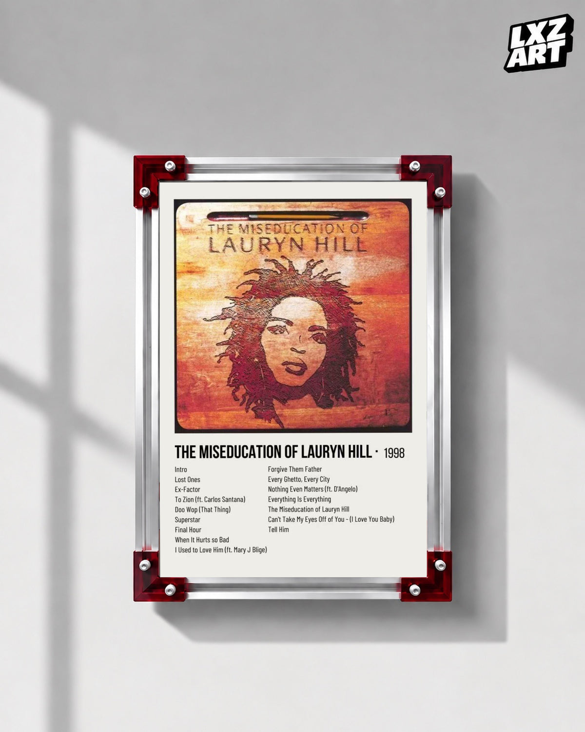 Lauryn Hill The Miseducation of Lauryn Hill Tracklist Poster | Unframed Bedroom Wall Art — LXZART display 1; frame not included