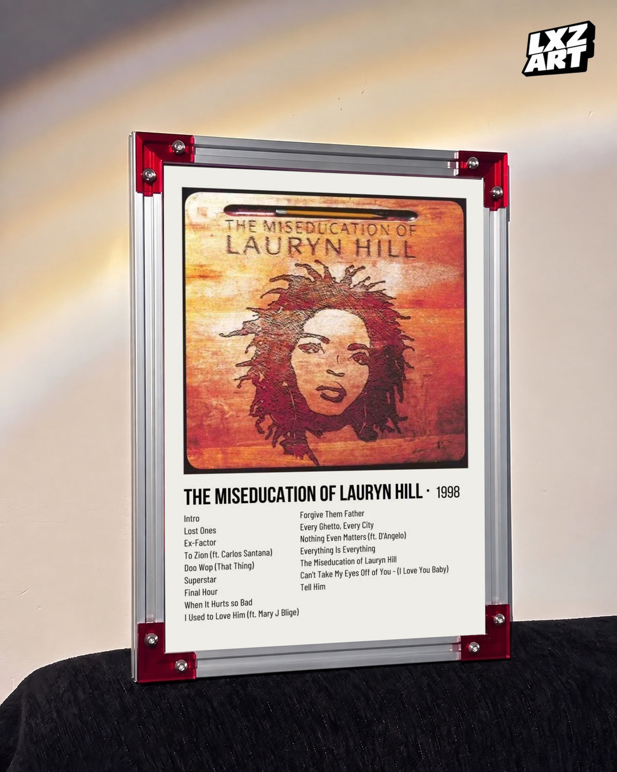 Lauryn Hill The Miseducation of Lauryn Hill Tracklist Poster | Unframed Bedroom Wall Art — LXZART display 3; frame not included