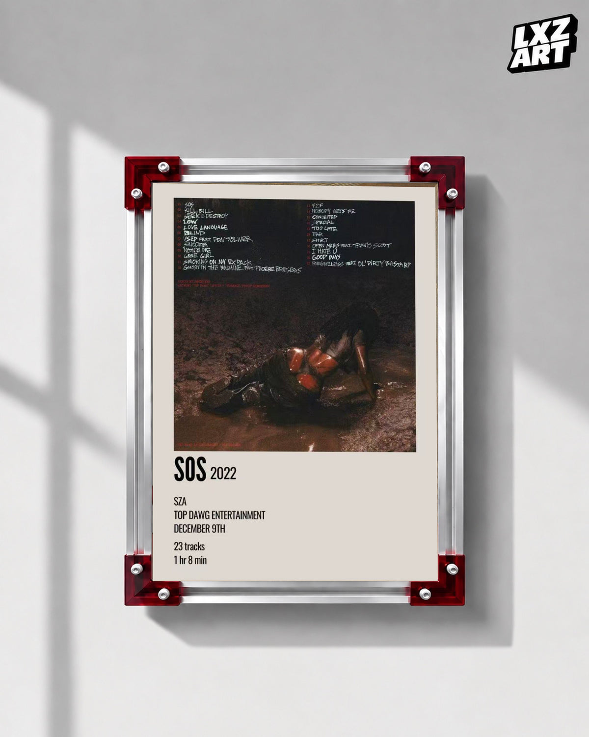 SZA SOS Album Poster | Unframed Bedroom Wall Art — LXZART display 1; frame not included