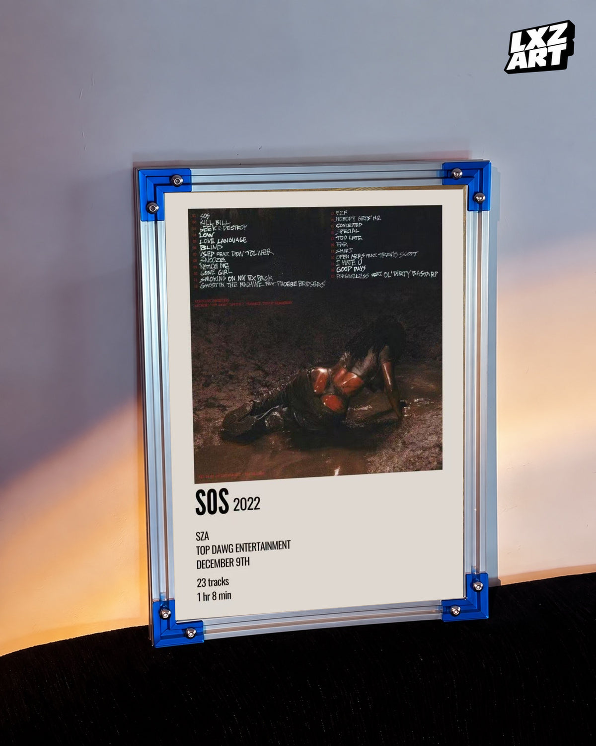 SZA SOS Album Poster | Unframed Bedroom Wall Art — LXZART display 3; frame not included