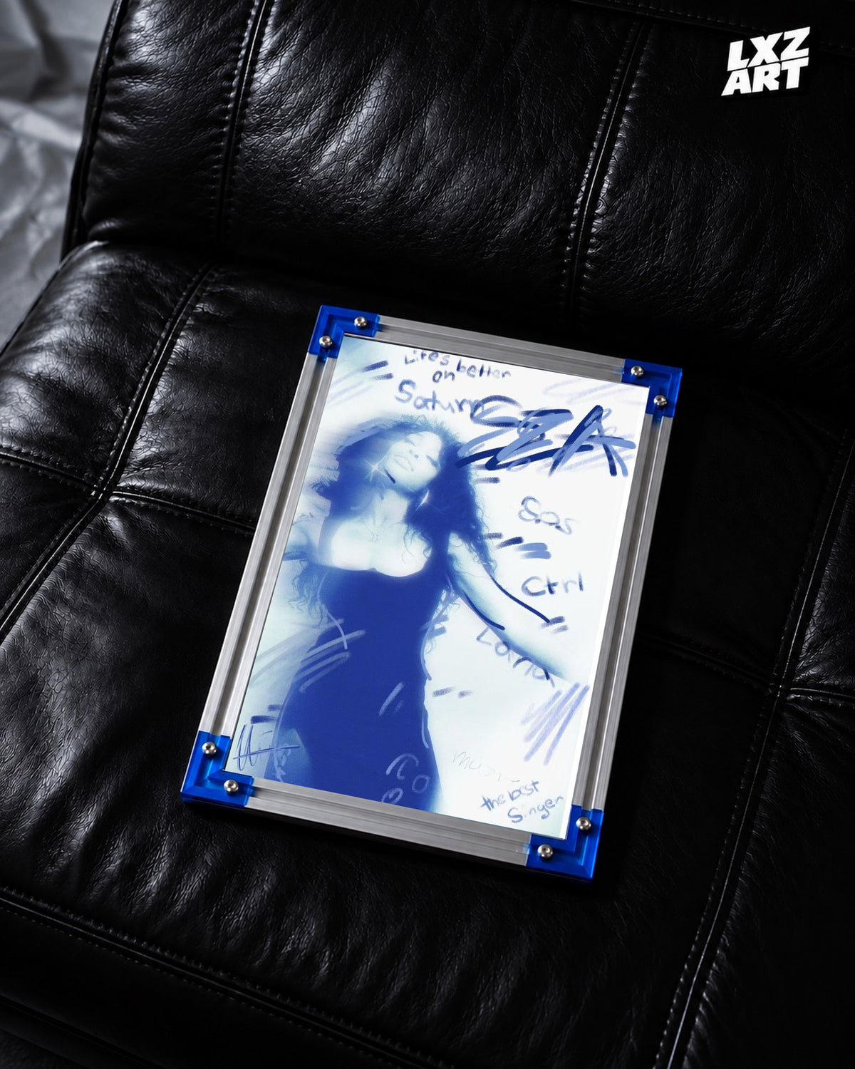 SZA Blue Portrait Poster | Unframed Bedroom Wall Art — LXZART display 2; frame not included