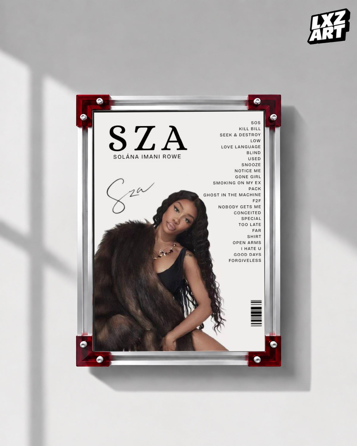 SZA SOS Album Poster | Unframed Bedroom Wall Art — LXZART display 1; frame not included
