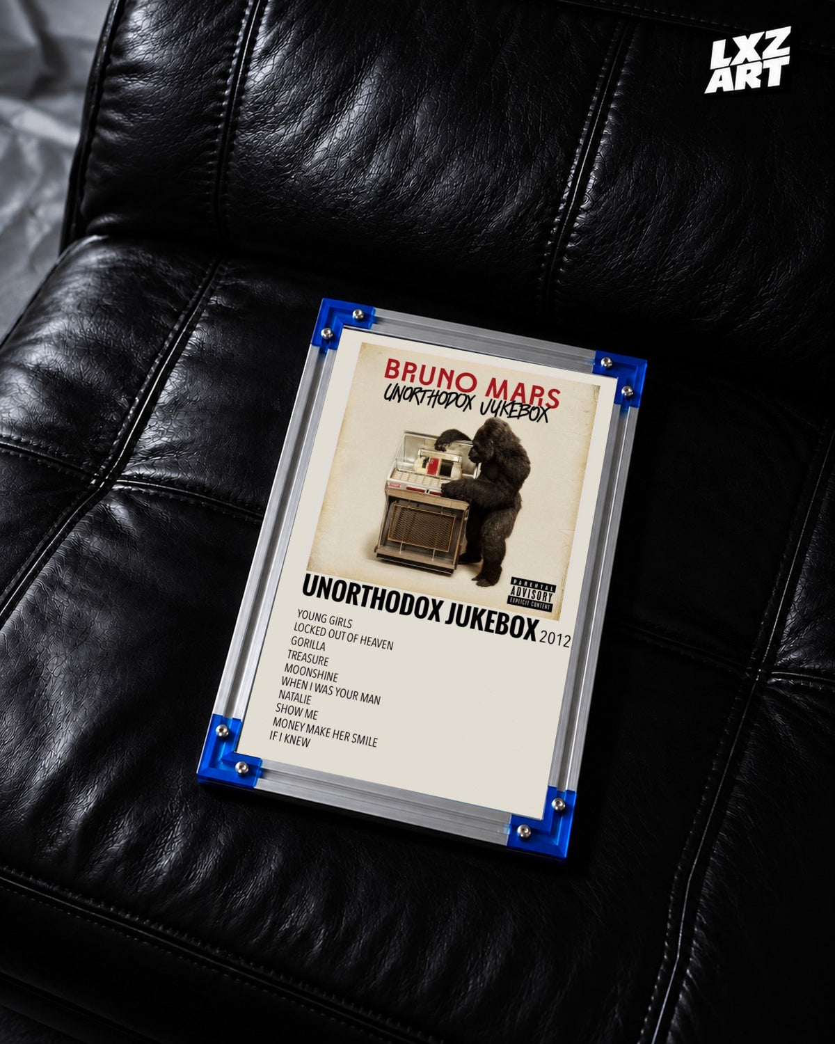 Bruno Mars Unorthodox Jukebox Tracklist Wall Art Print — LXZART display 2; frame not included
