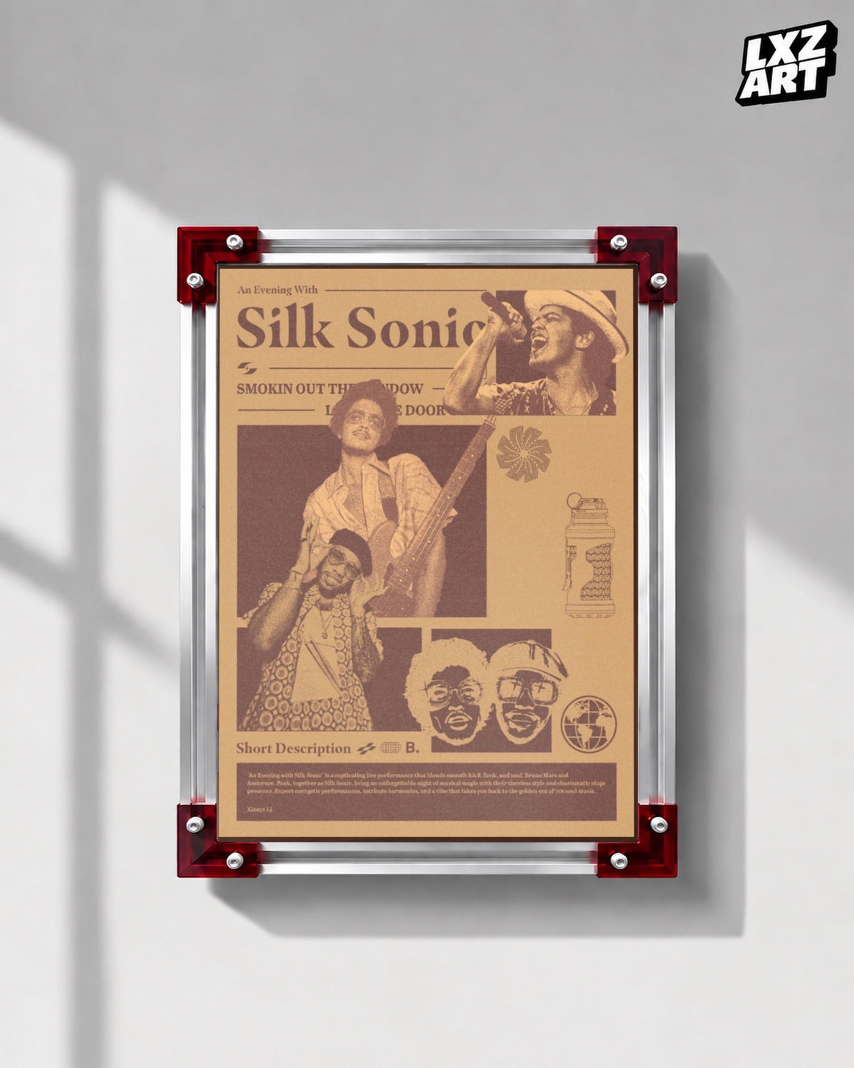 Bruno Mars Silk Sonic Newspaper Wall Art — LXZART display 1; frame not included
