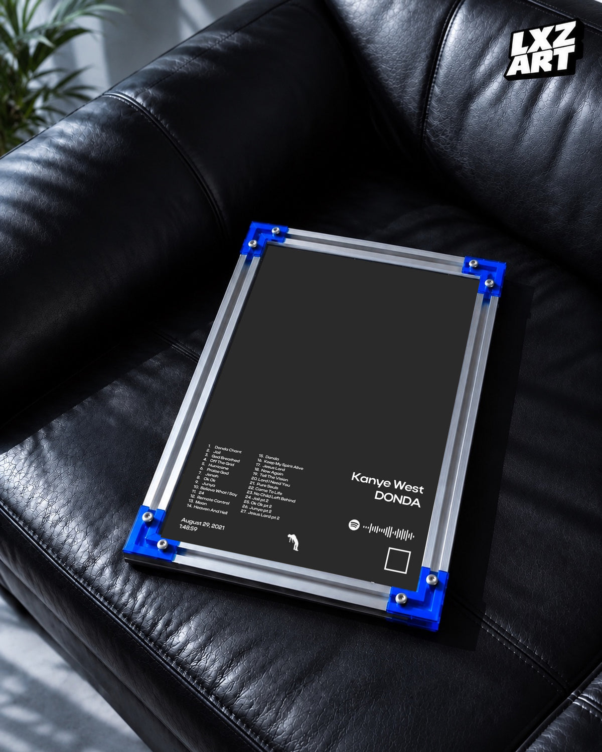 Kanye West Donda Album Tracklist Poster | Unframed Hip Hop Wall Art — LXZART display 2; frame not included