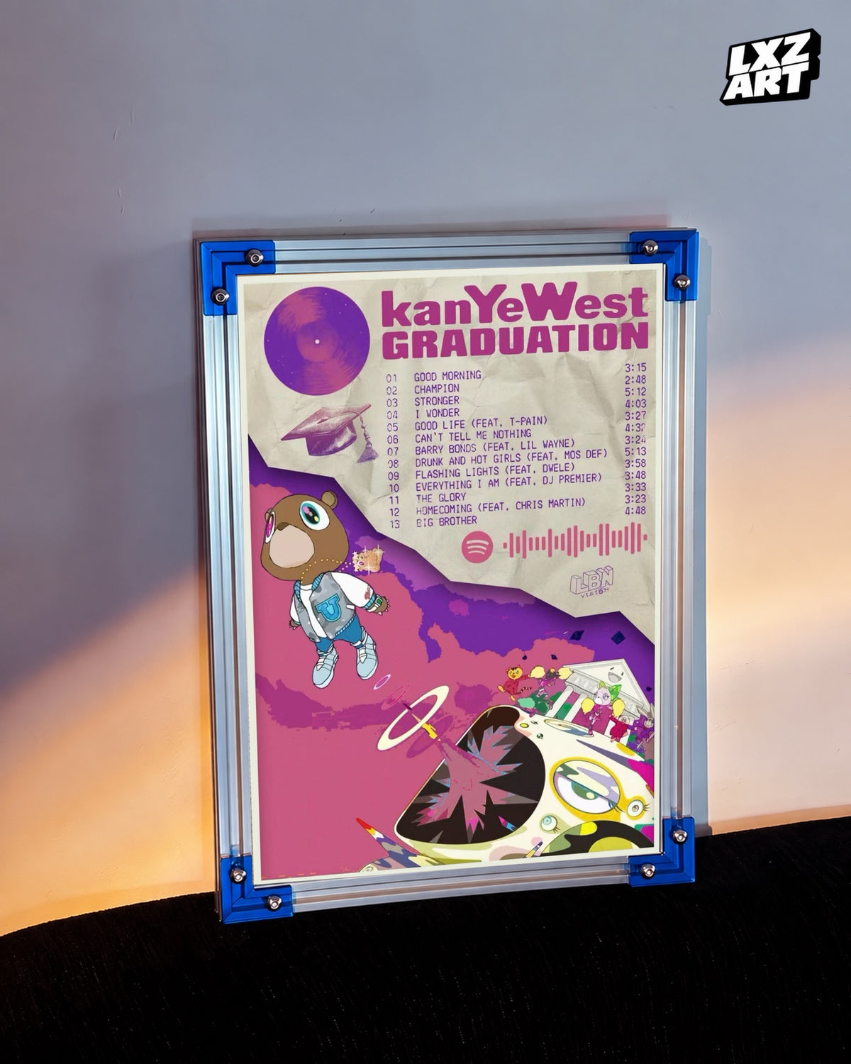 Kanye West Graduation Album-Inspired Poster | Unframed Hip Hop Wall Art — LXZART display 3; frame not included