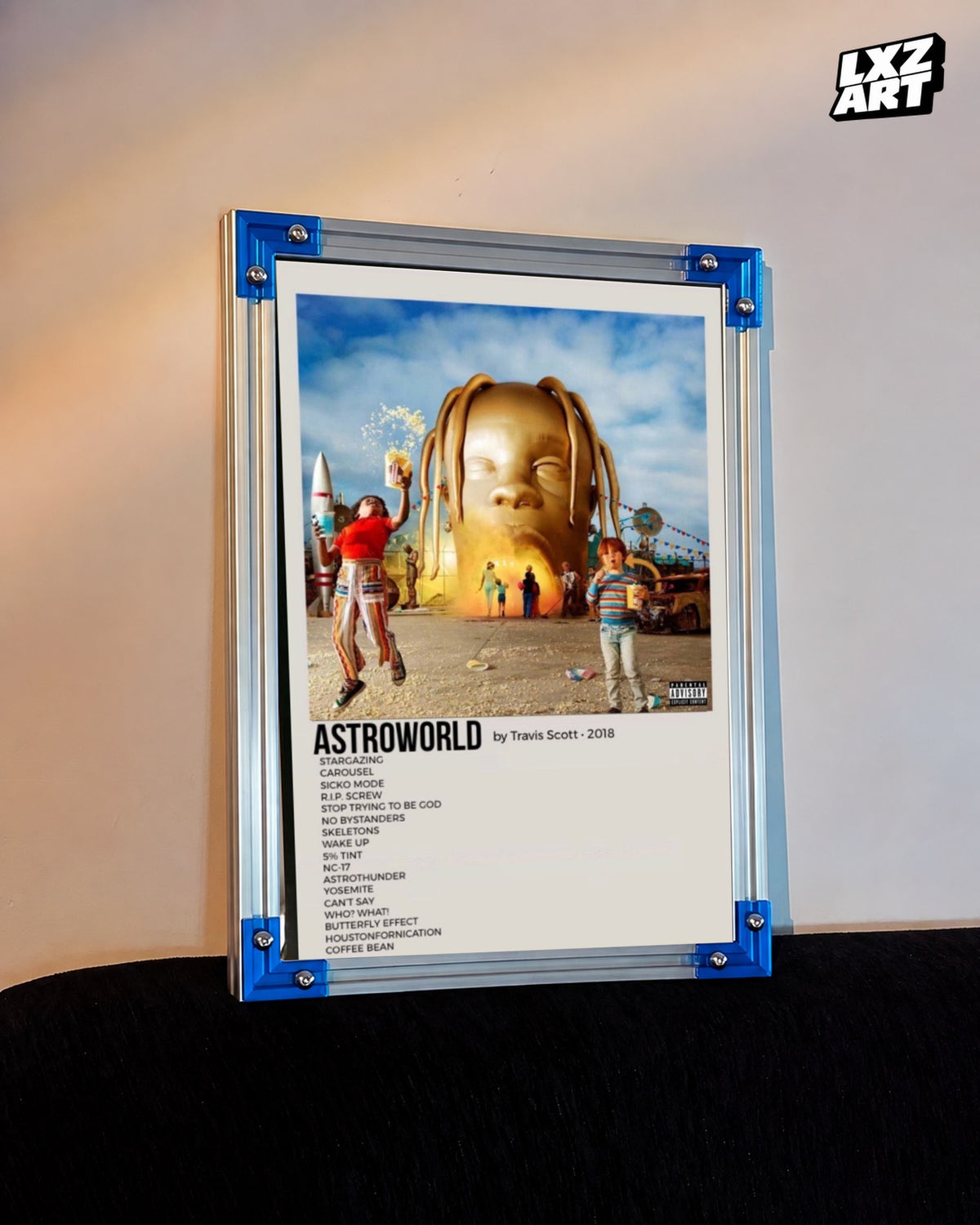 Travis Scott Astroworld Album Poster | Unframed Hip Hop Wall Art — LXZART display 3; frame not included
