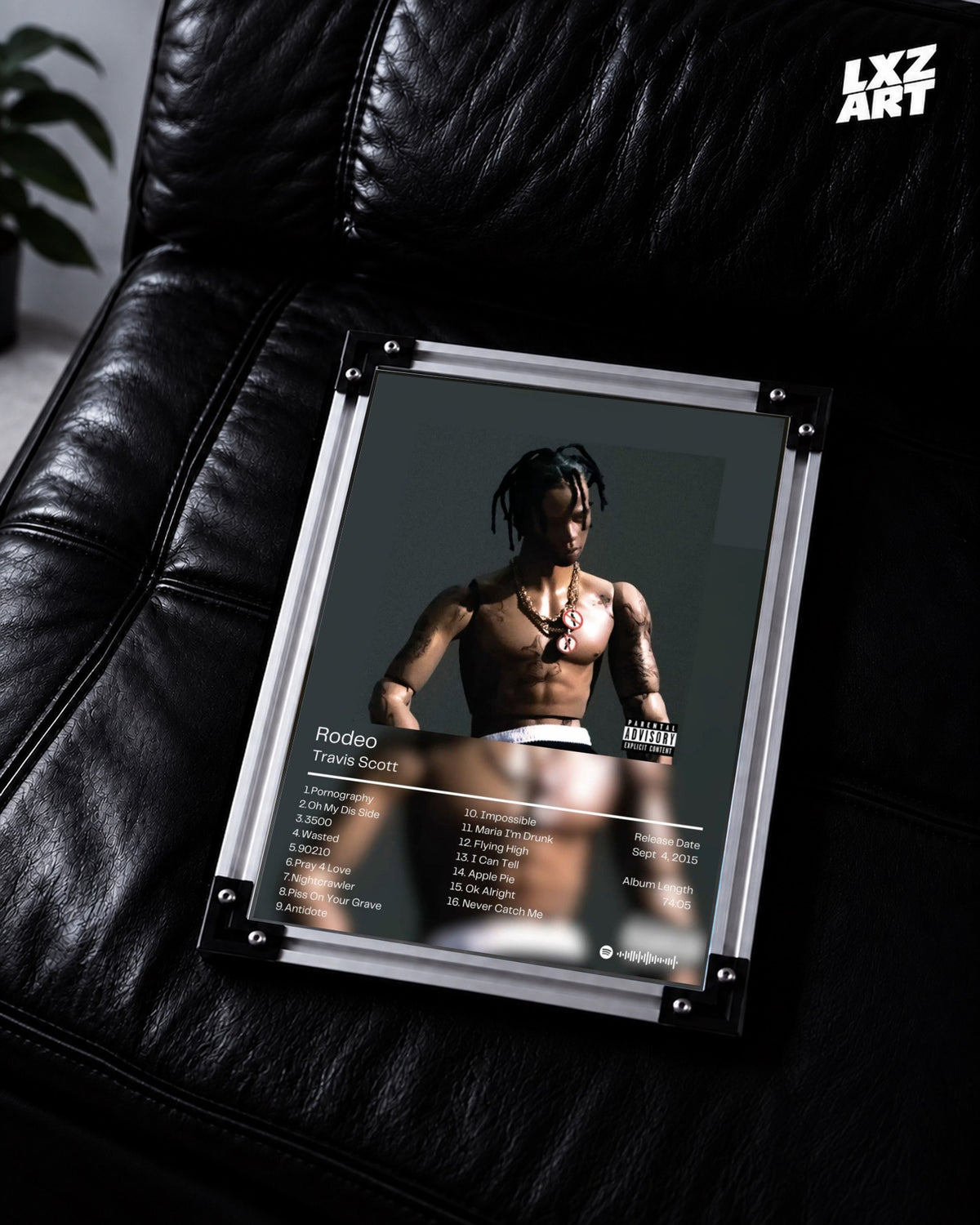 Travis Scott Rodeo Dark Tracklist Poster | Unframed Bedroom Wall Art — LXZART display 2; frame not included