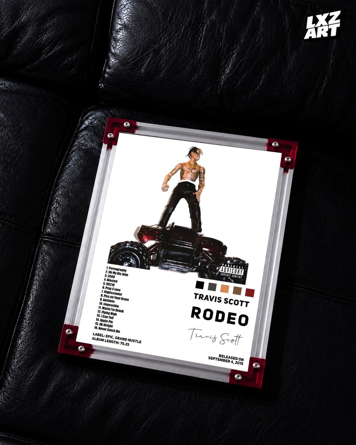 Travis Scott Rodeo Tracklist Poster | Unframed Bedroom Wall Art — LXZART display 2; frame not included