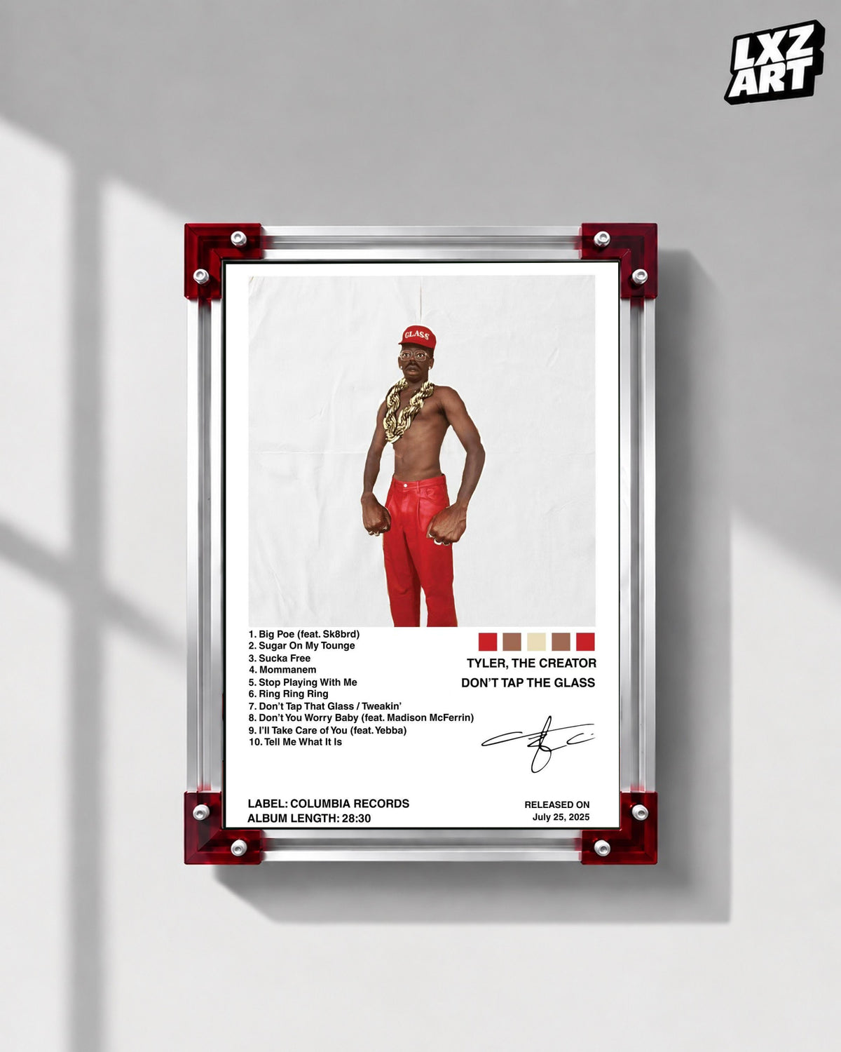 Tyler, The Creator Don't Tap The Glass Tracklist Poster | Unframed Bedroom Wall Art — LXZART display 1; frame not included