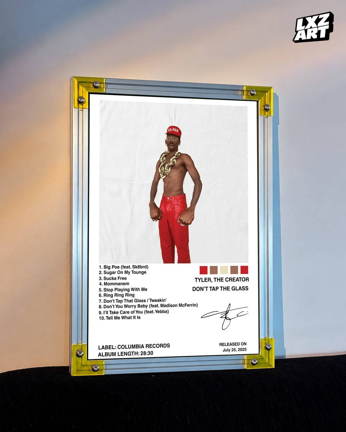 Tyler, The Creator Don't Tap The Glass Tracklist Poster | Unframed Bedroom Wall Art — LXZART display 3; frame not included