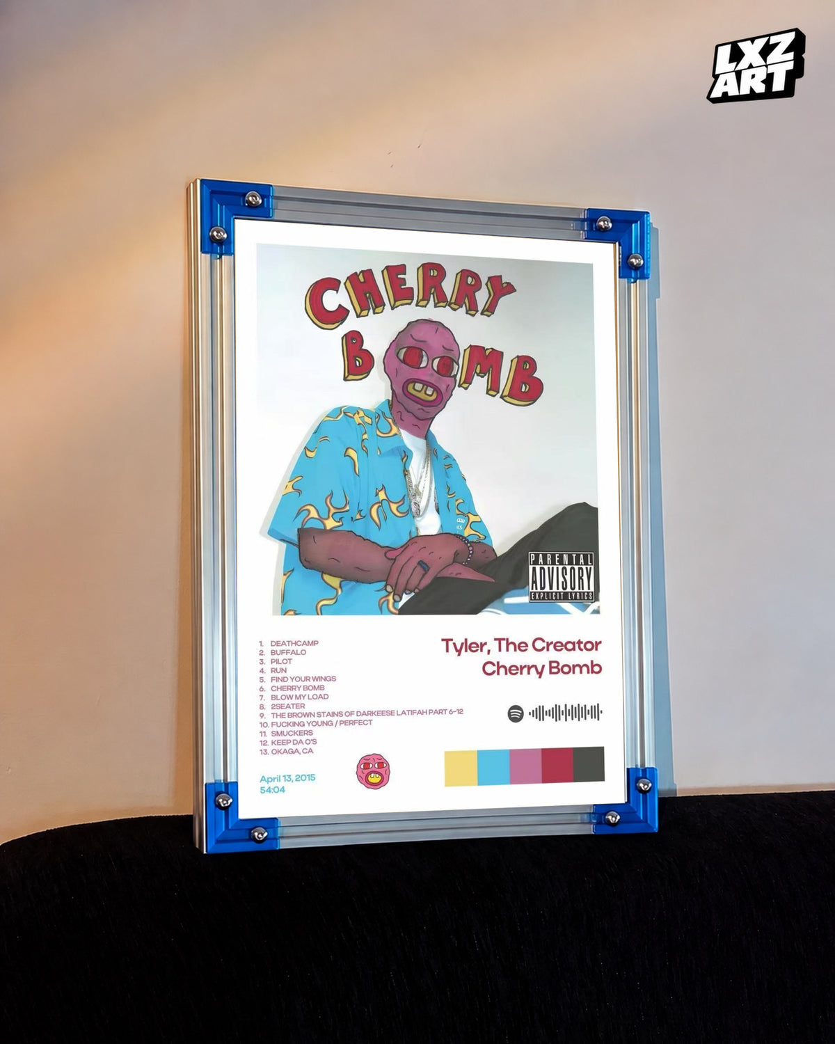 Tyler, The Creator Cherry Bomb Tracklist Poster | Unframed Bedroom Wall Art — LXZART display 3; frame not included