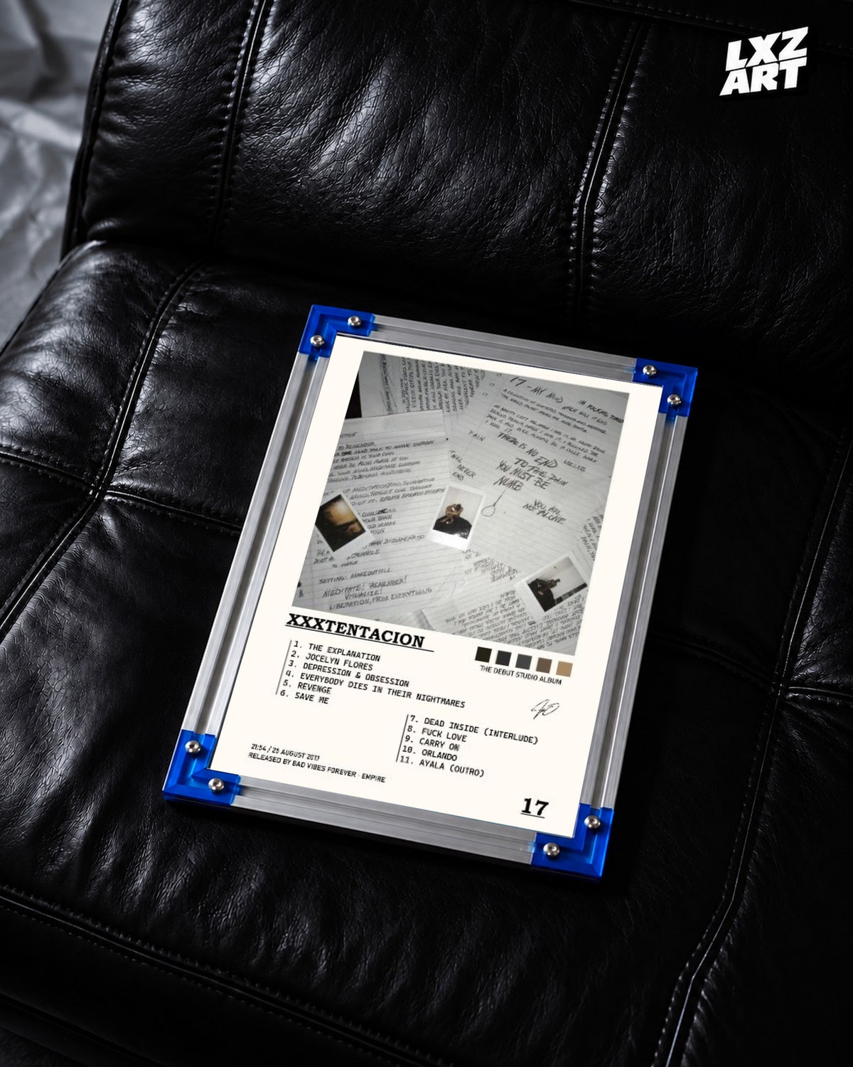 XXXTentacion 17 Album Tracklist Poster | Unframed Emo Rap Wall Art — LXZART display 2; frame not included