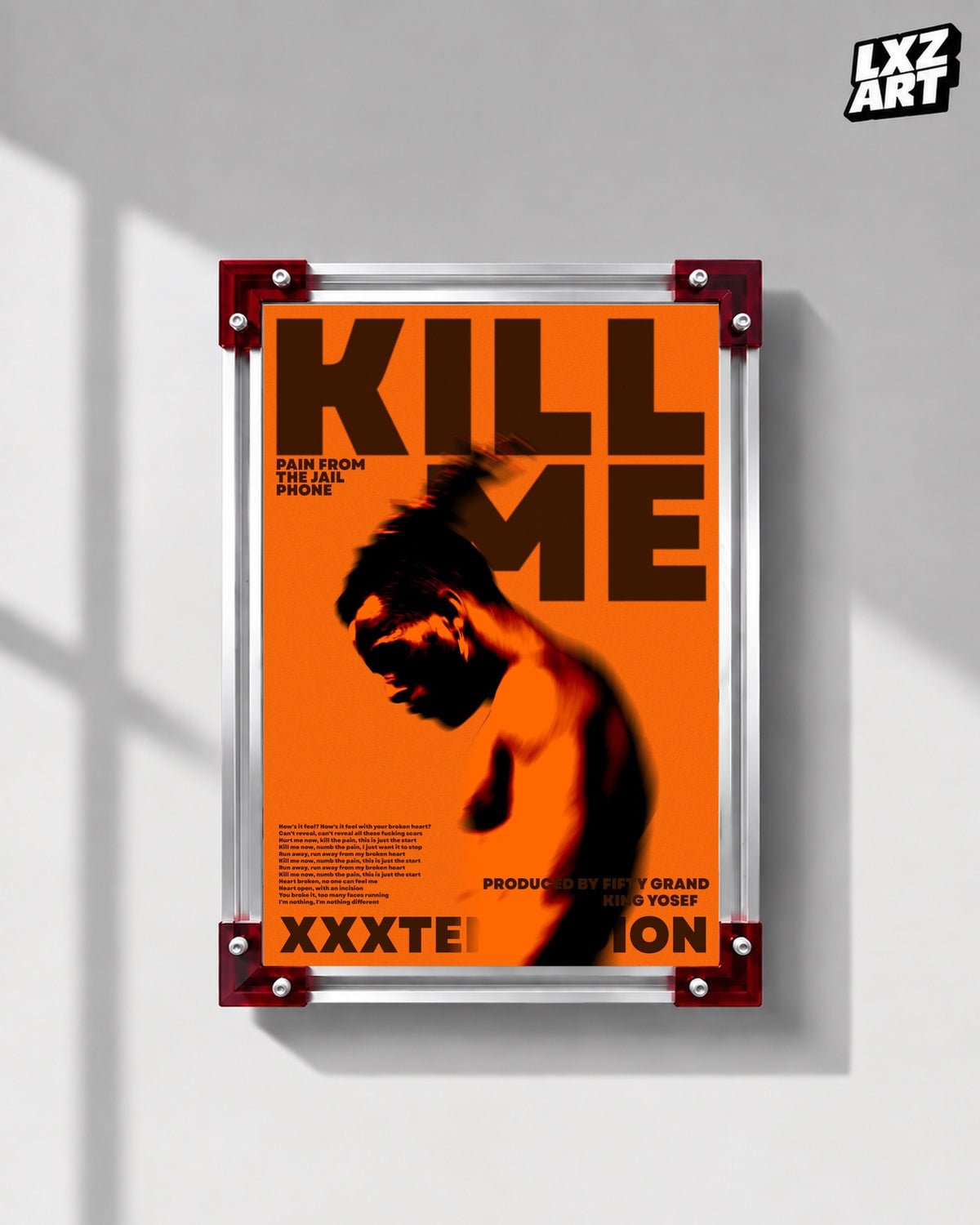 XXXTentacion Kill Me Pain From The Jail Phone Poster | Unframed Emo Rap Wall Art — LXZART display 1; frame not included