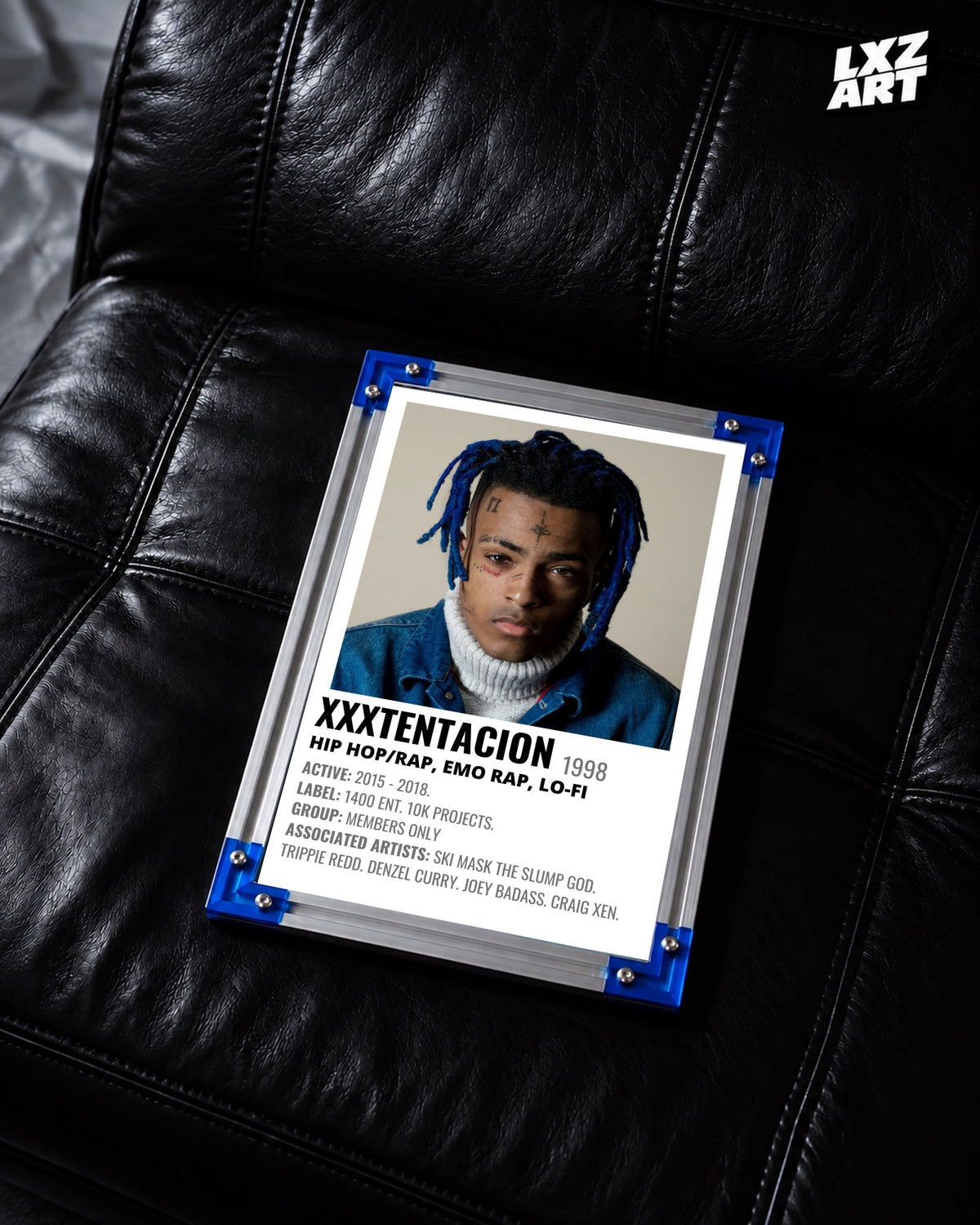 XXXTENTACION Blue Dreads Poster | Unframed Emo Rap Wall Art — LXZART display 2; frame not included