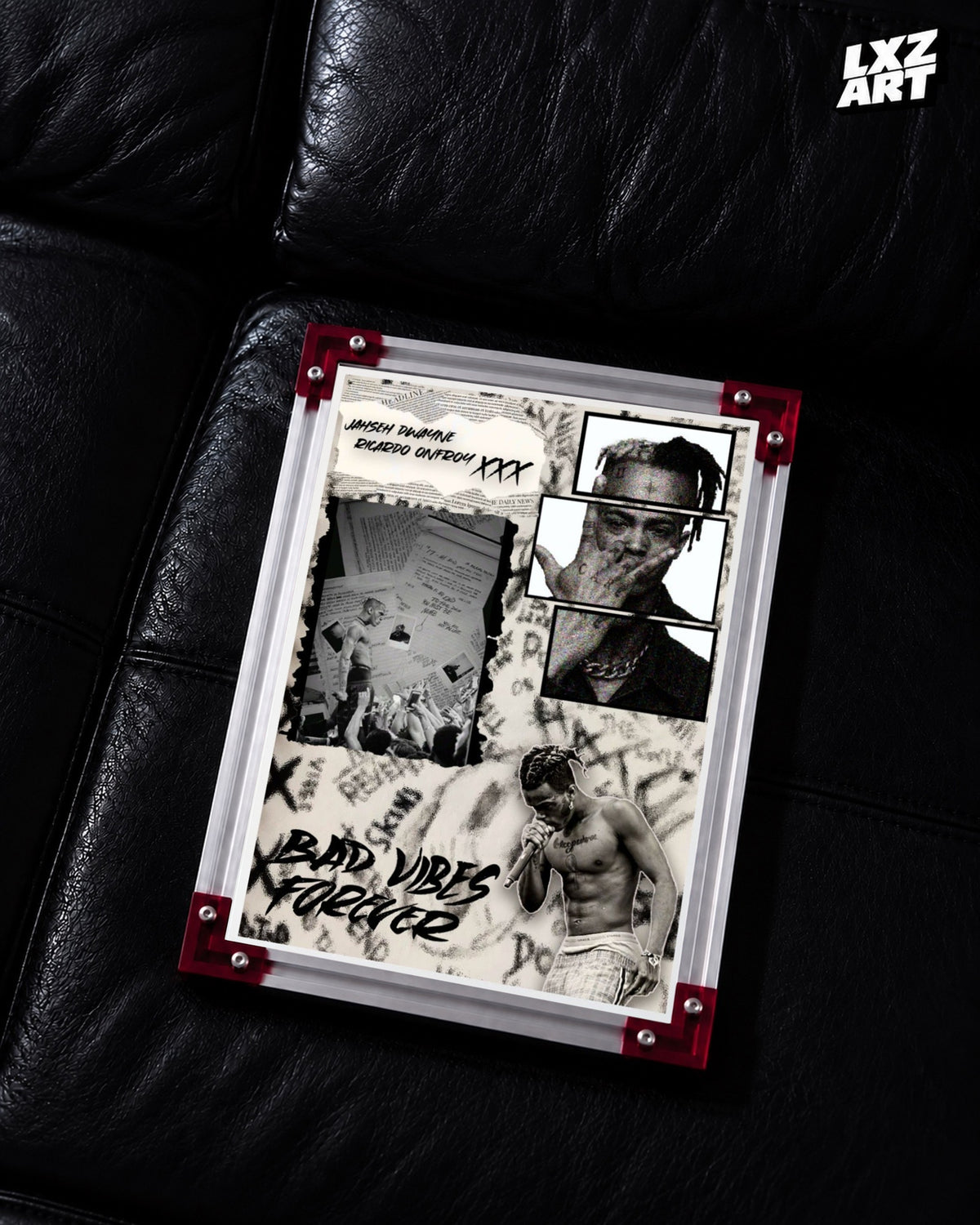 XXXTentacion Bad Vibes Forever Collage Poster | Unframed Emo Rap Wall Art — LXZART display 2; frame not included
