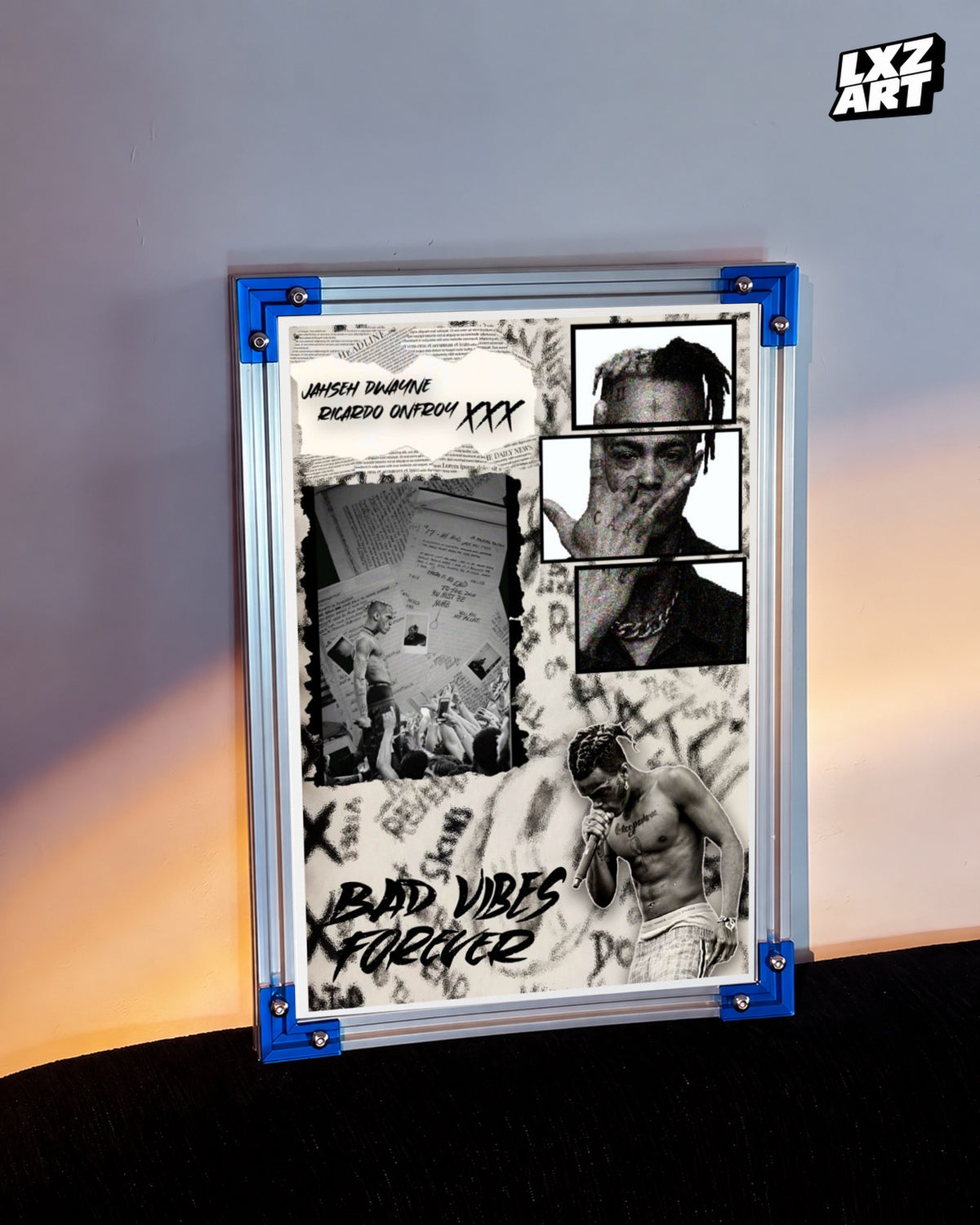 XXXTentacion Bad Vibes Forever Collage Poster | Unframed Emo Rap Wall Art — LXZART display 3; frame not included