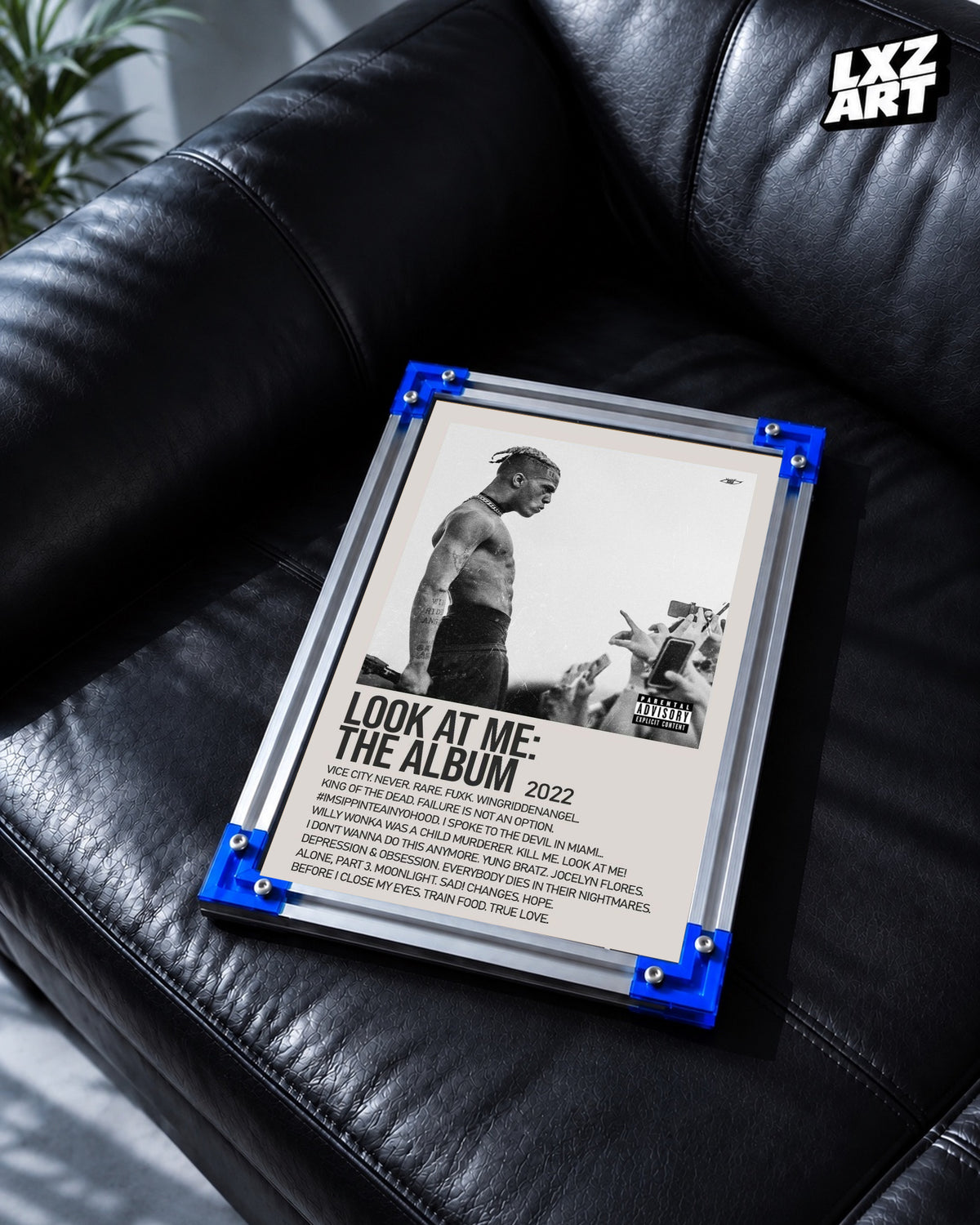 XXXTentacion Look At Me The Album Tracklist Poster | Unframed Emo Rap Wall Art — LXZART display 2; frame not included