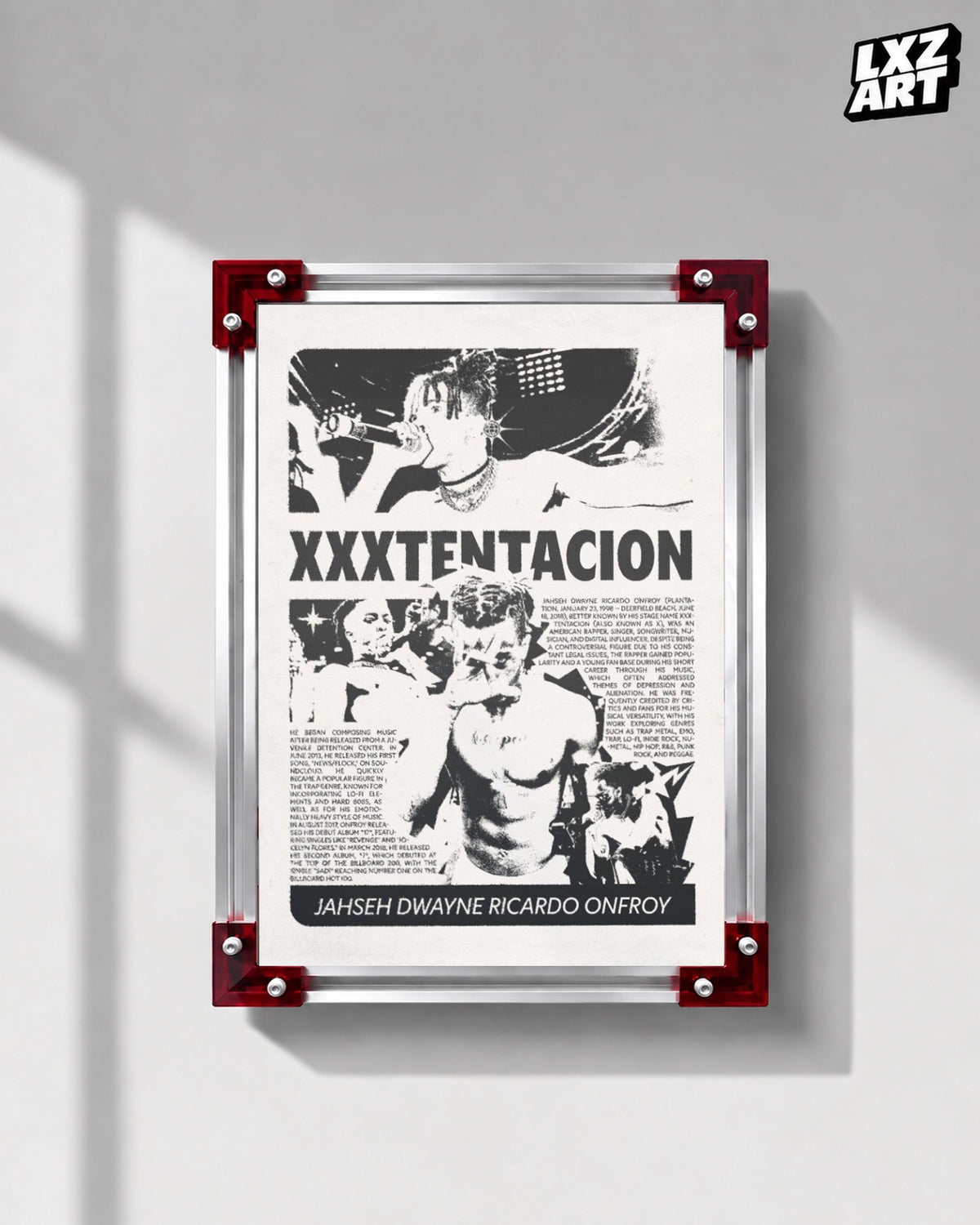 XXXTentacion Biography Collage Poster | Unframed Hip Hop Wall Art — LXZART display 1; frame not included