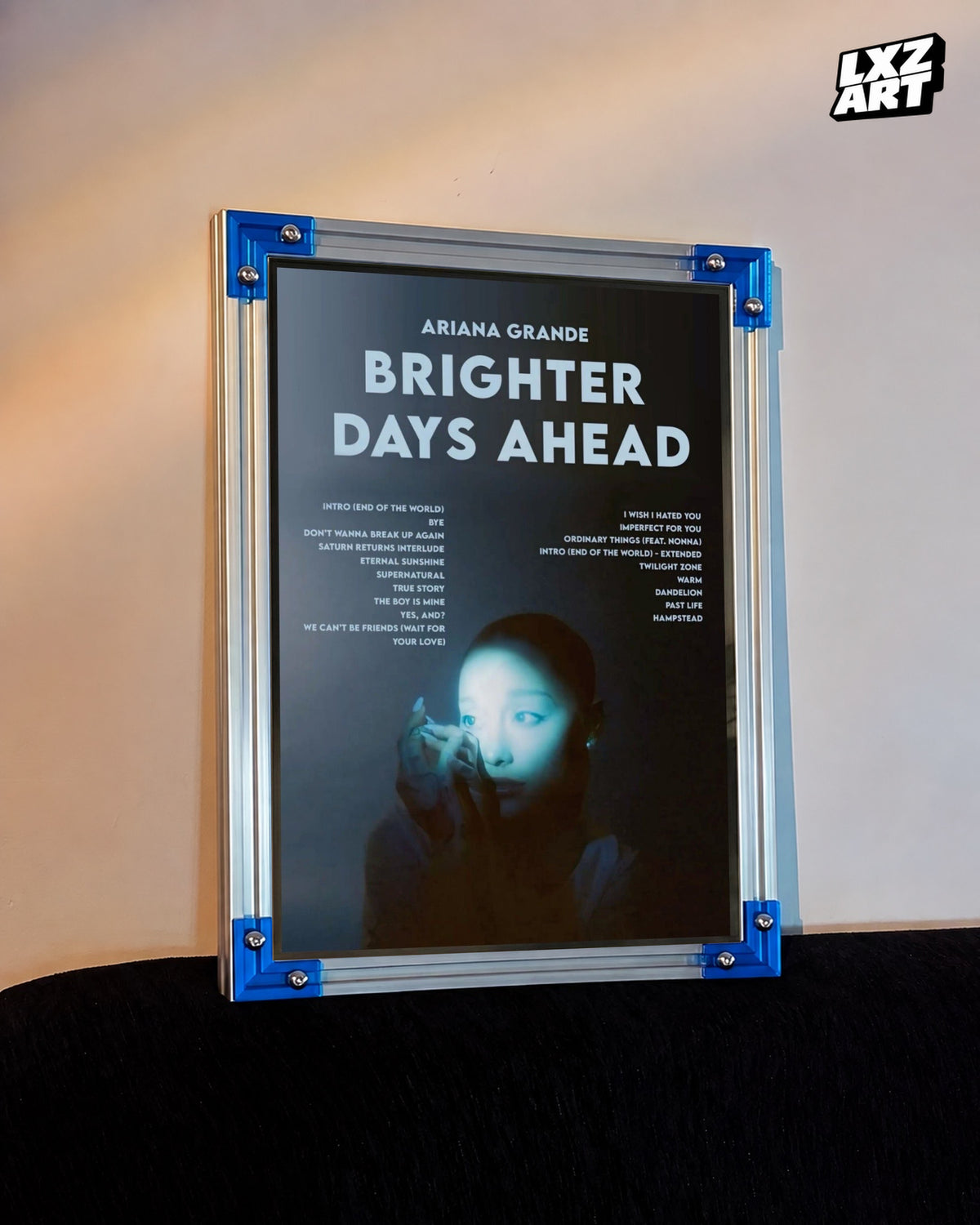 Ariana Grande Brighter Days Ahead Tracklist Poster | Unframed Bedroom Wall Art — LXZART display 3; frame not included
