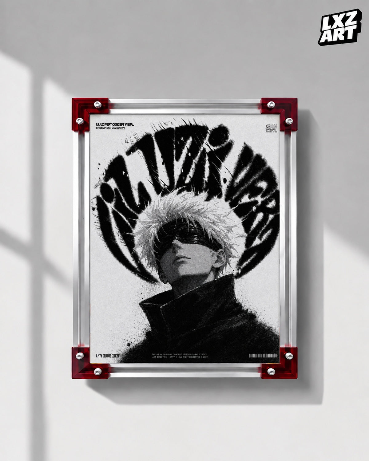 Lil Uzi Vert Anime Wall Art - Satoru Gojo Jujutsu Kaisen Concept Visual Poster — LXZART display 1; frame not included