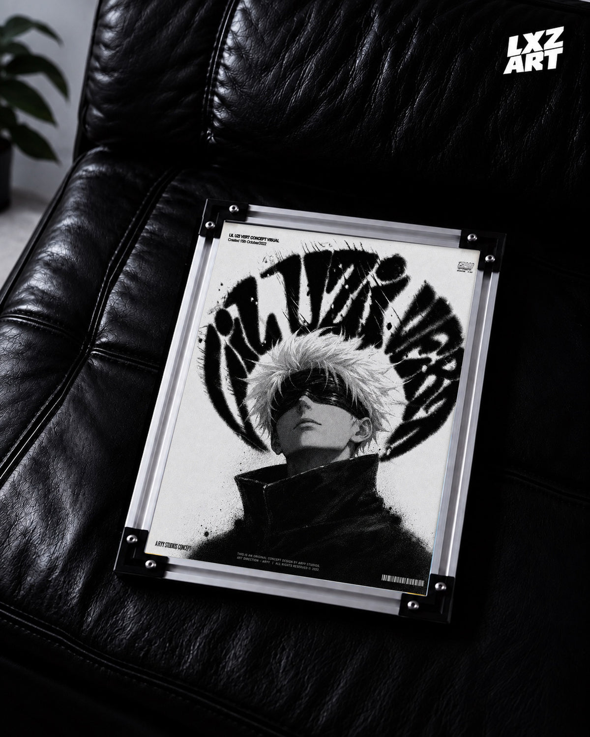 Lil Uzi Vert Anime Wall Art - Satoru Gojo Jujutsu Kaisen Concept Visual Poster — LXZART display 2; frame not included