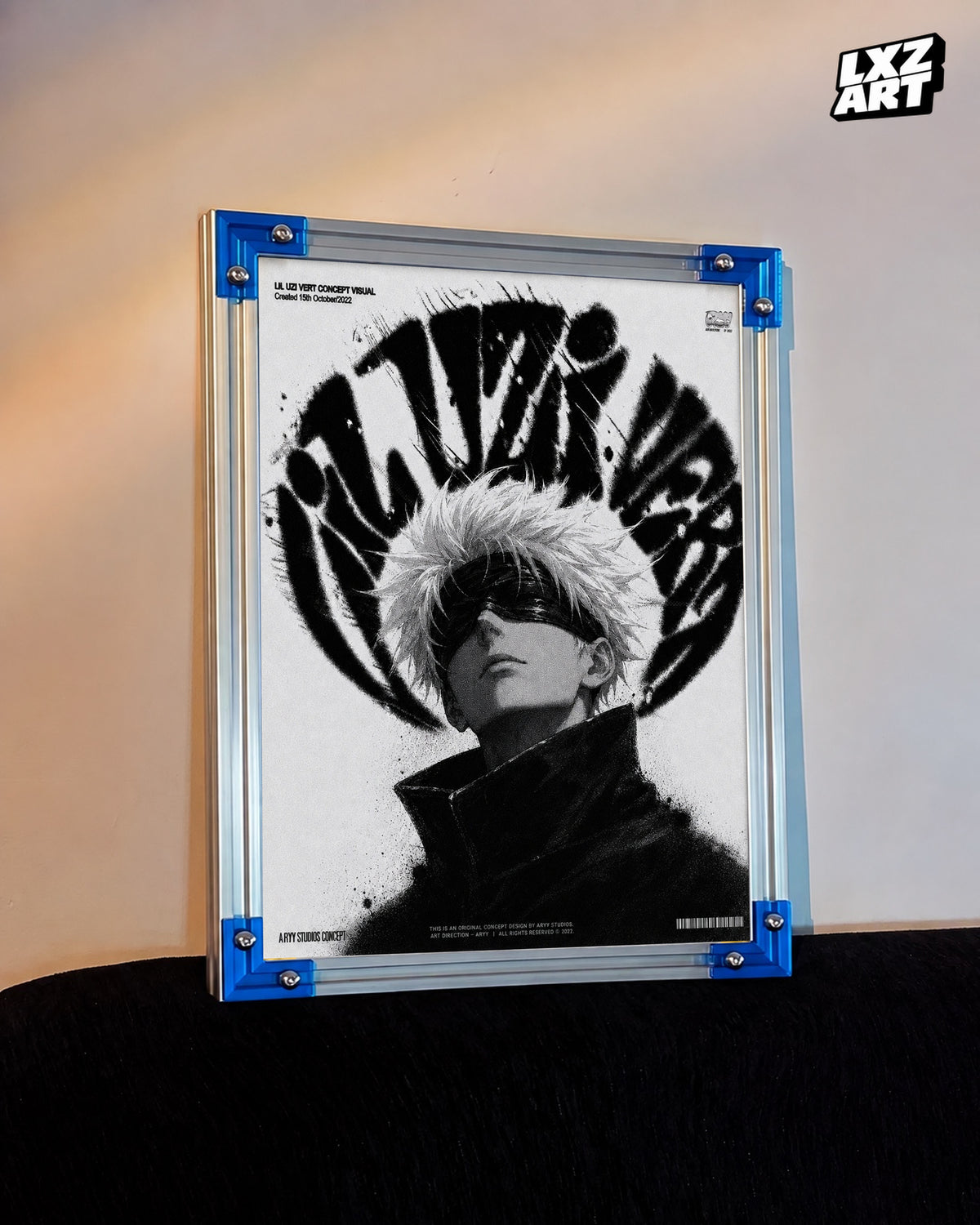 Lil Uzi Vert Anime Wall Art - Satoru Gojo Jujutsu Kaisen Concept Visual Poster — LXZART display 3; frame not included