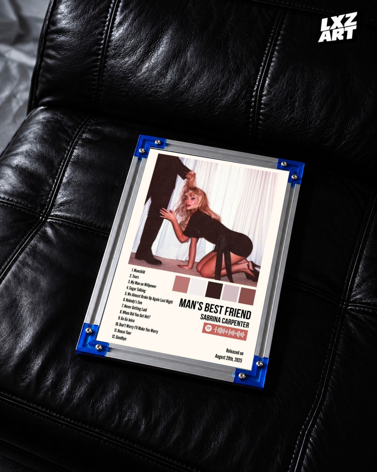 Sabrina Carpenter Man’s Best Friend Tracklist Poster | Unframed Bedroom Wall Art — LXZART display 2; frame not included