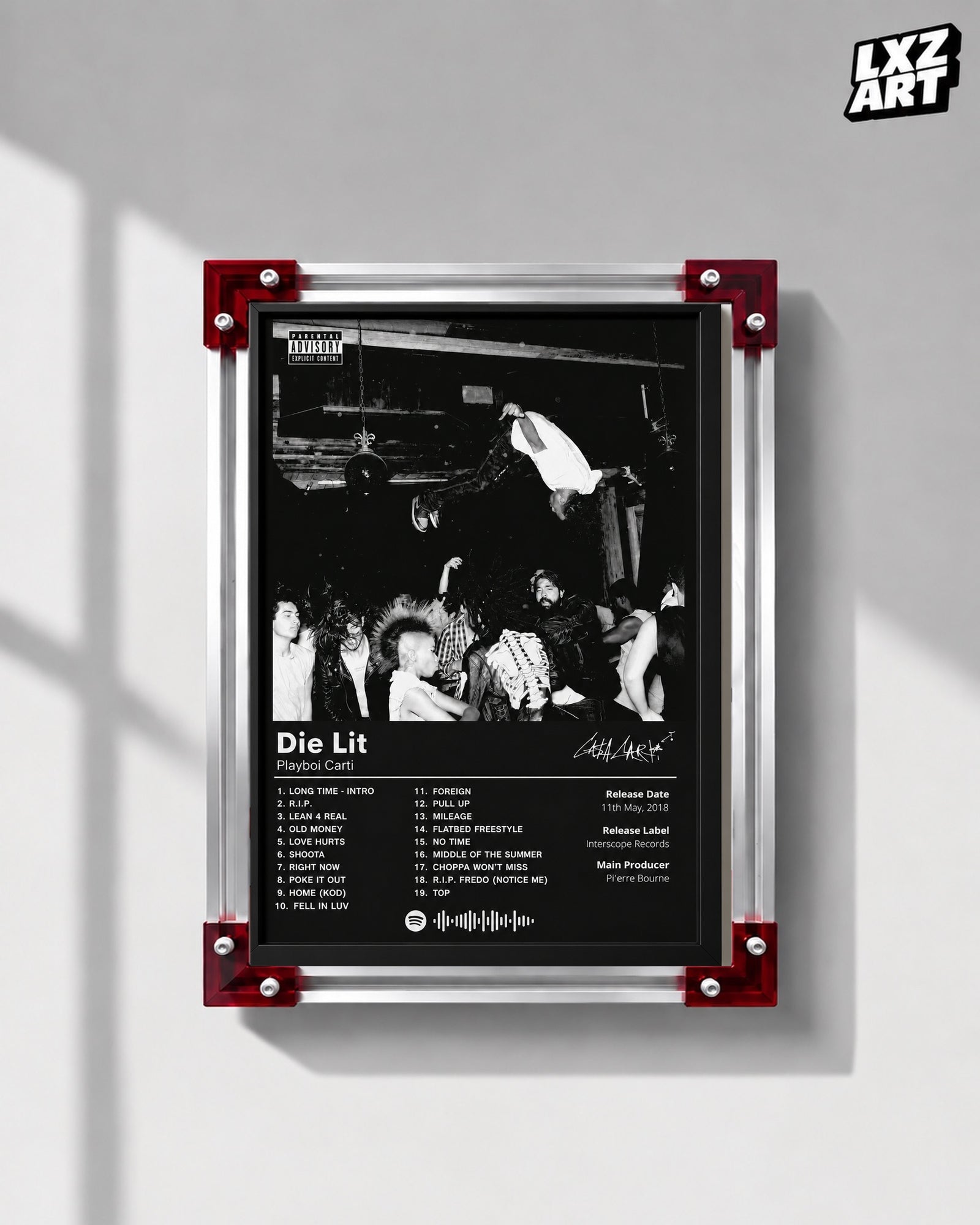 Playboi Carti Die Lit Black Tracklist Poster | LXZART