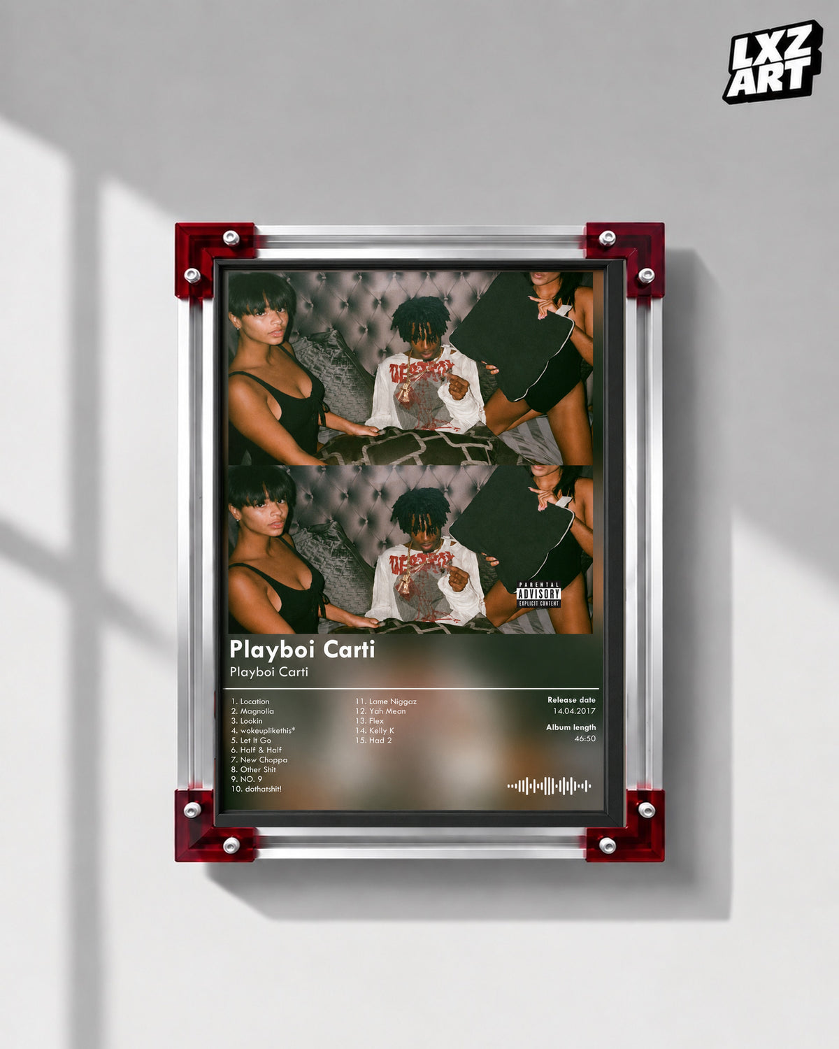 Playboi Carti Self-Titled Tracklist Poster | Unframed Bedroom Wall Art — LXZART display 1; frame not included