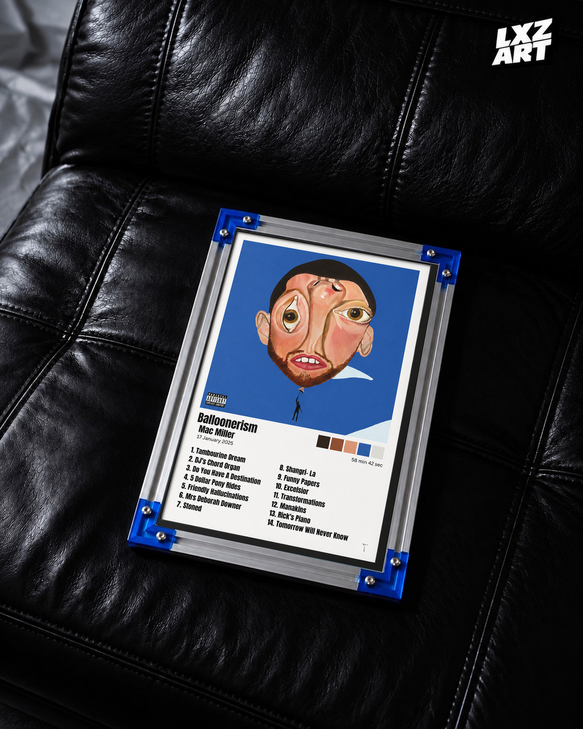 Mac Miller Balloonerism Tracklist Poster | Unframed Bedroom Wall Art — LXZART display 2; frame not included